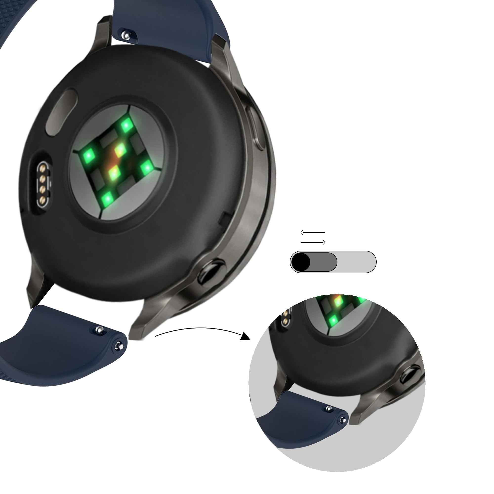 Bandz Garmin Forerunner 645 Silicone Strap 'Premium' (Dark Blue)