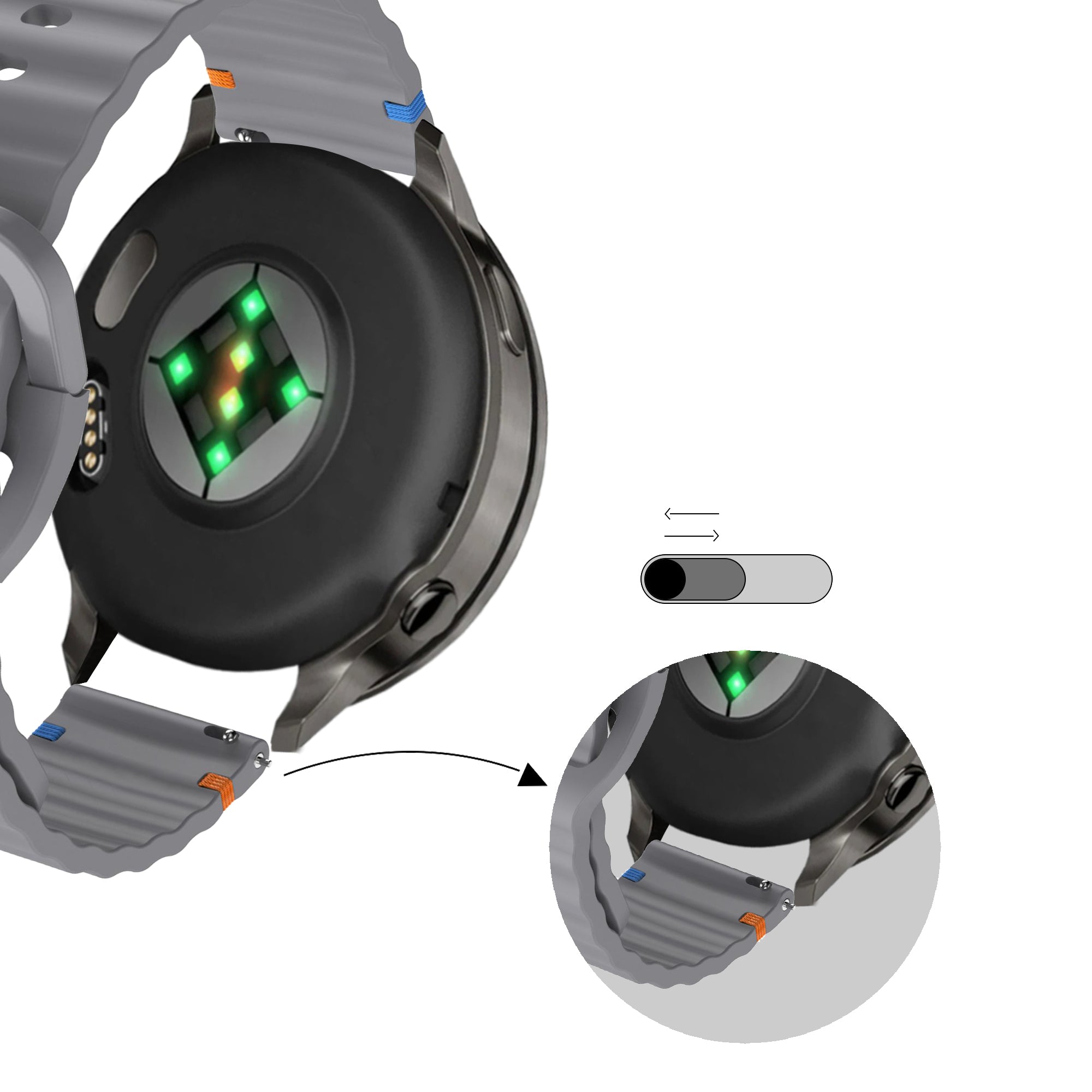 Bandz Garmin Forerunner 645 Silicone Strap 'Wave' (Dark Grey)