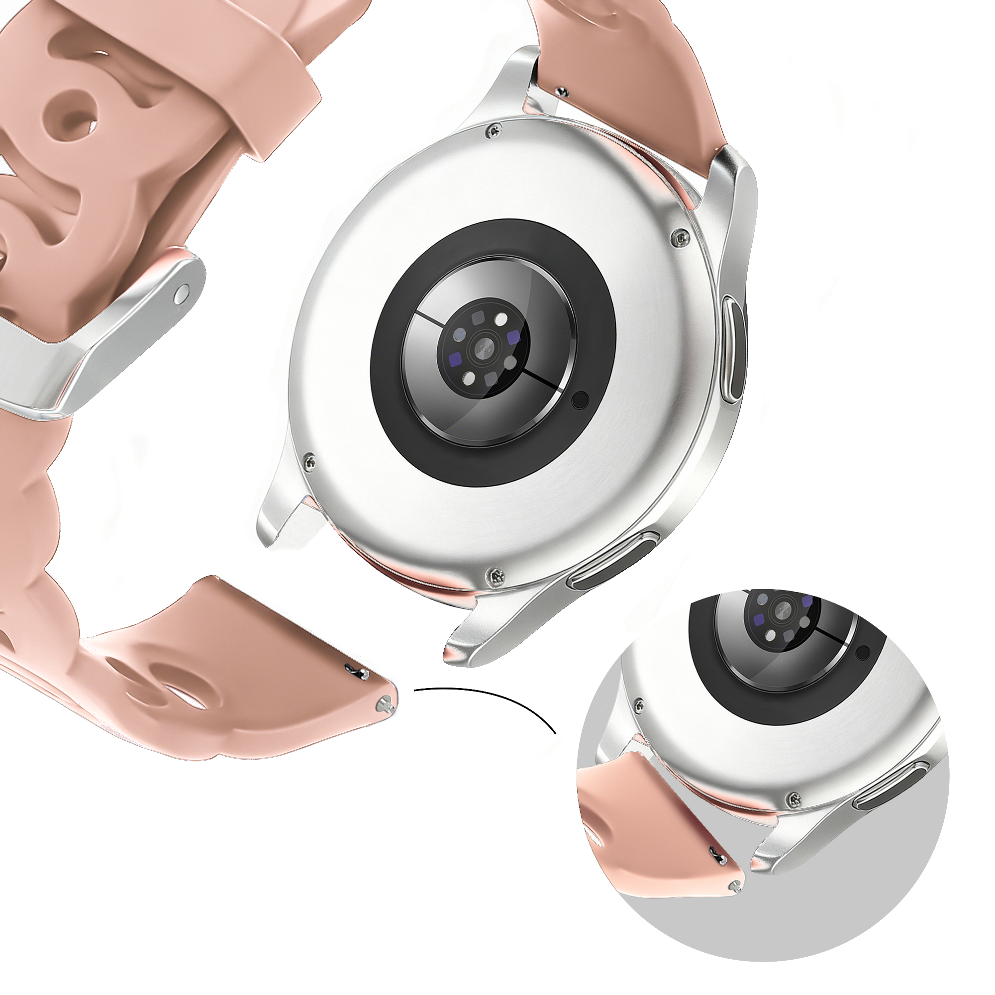 Bandz Withings Steel HR - 40mm Silikonarmband 'Chains' (Rosa)