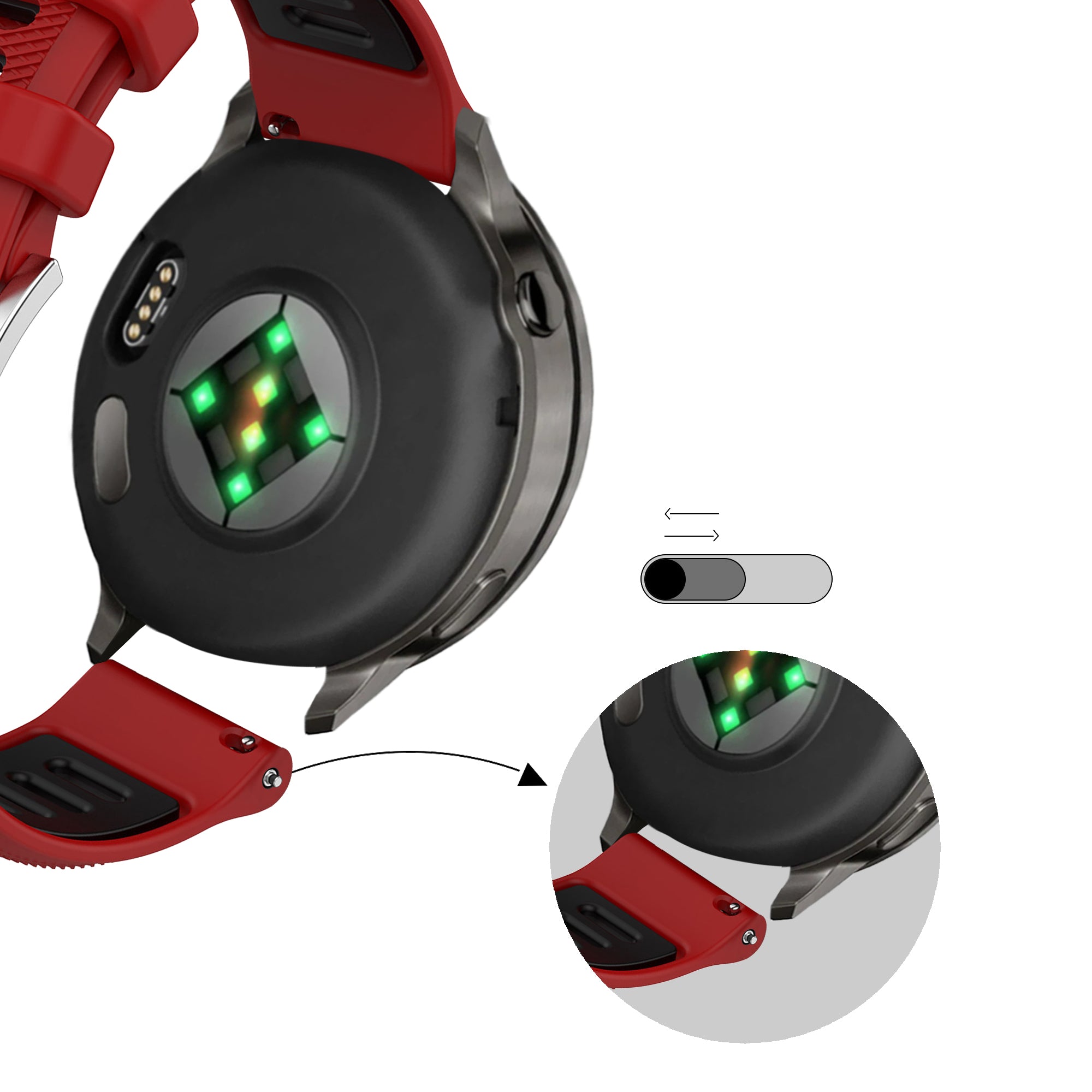 Bandz Garmin Forerunner 265s Sport Strap with Buckle (Red/Black)