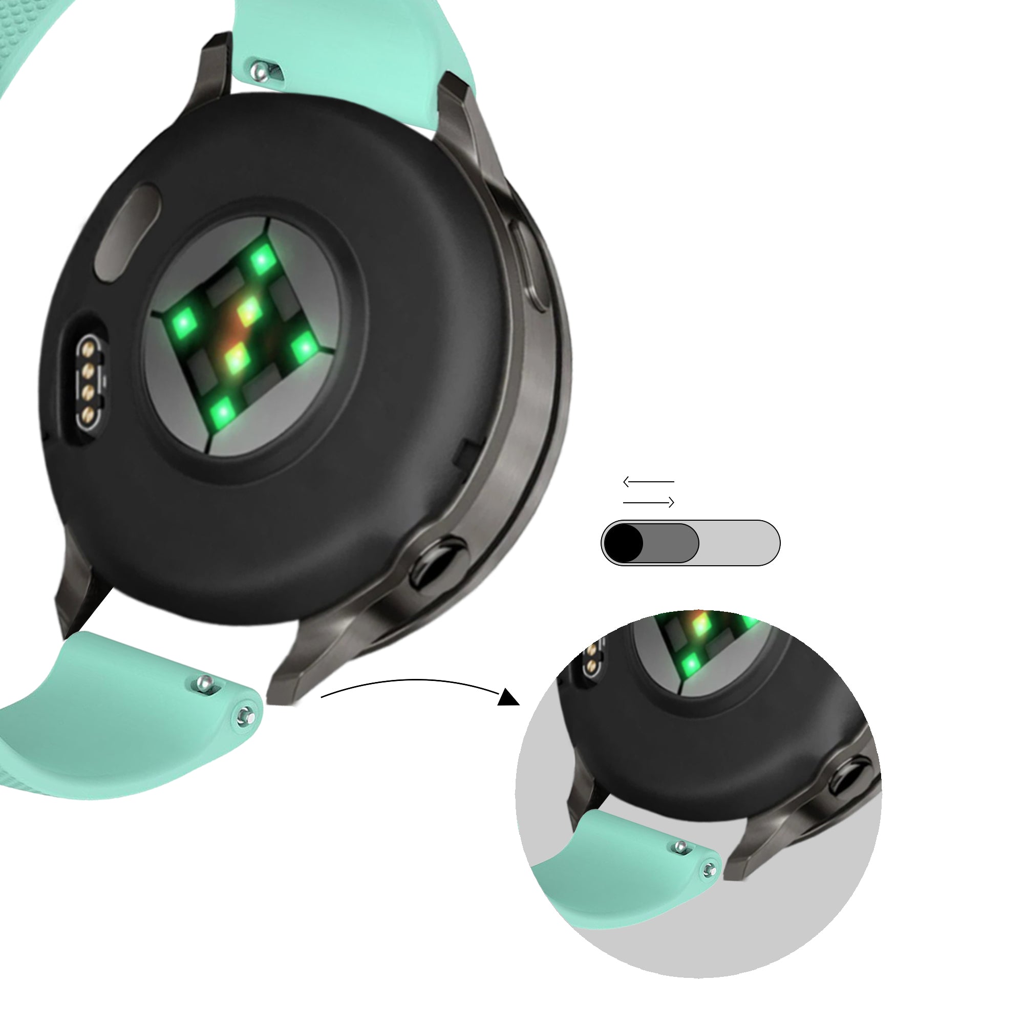 Bandz Garmin Forerunner 645 Silicone Strap 'Premium' (Aqua)