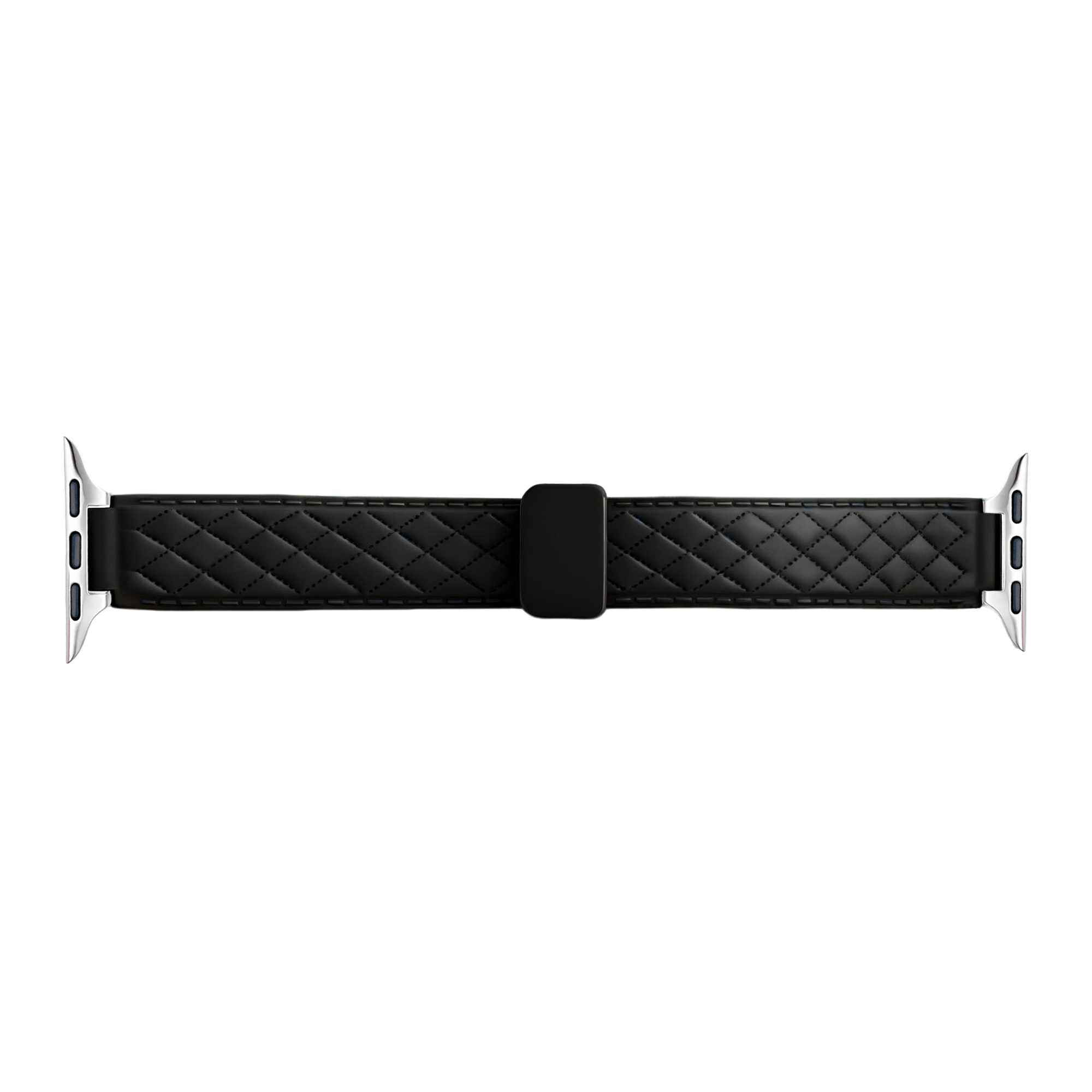 Apple Watch D-Buckle Silicone Diamond Strap (Black)