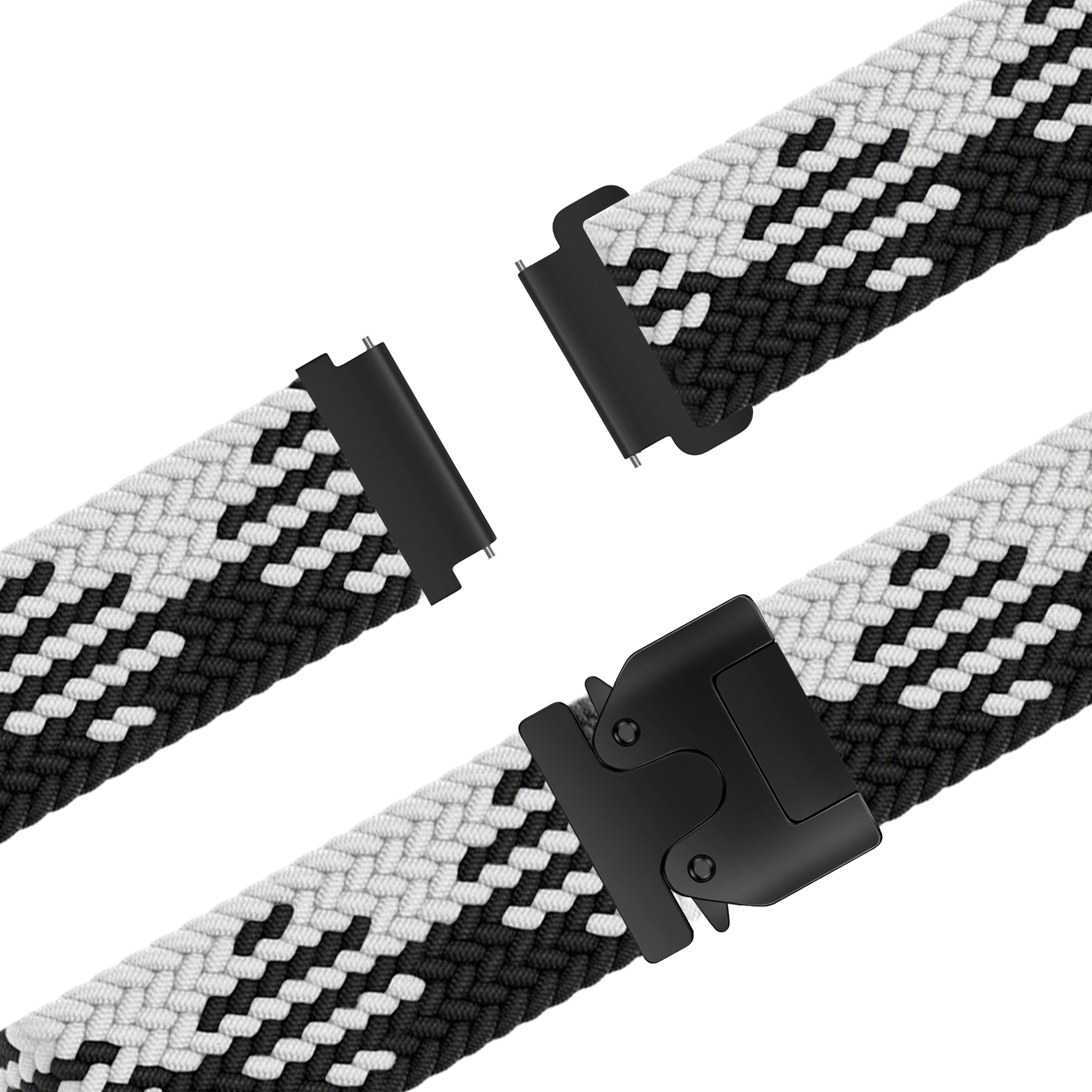 Bandz Garmin Vivoactive 4s Braided Strap 'Parachute' (Black/White)