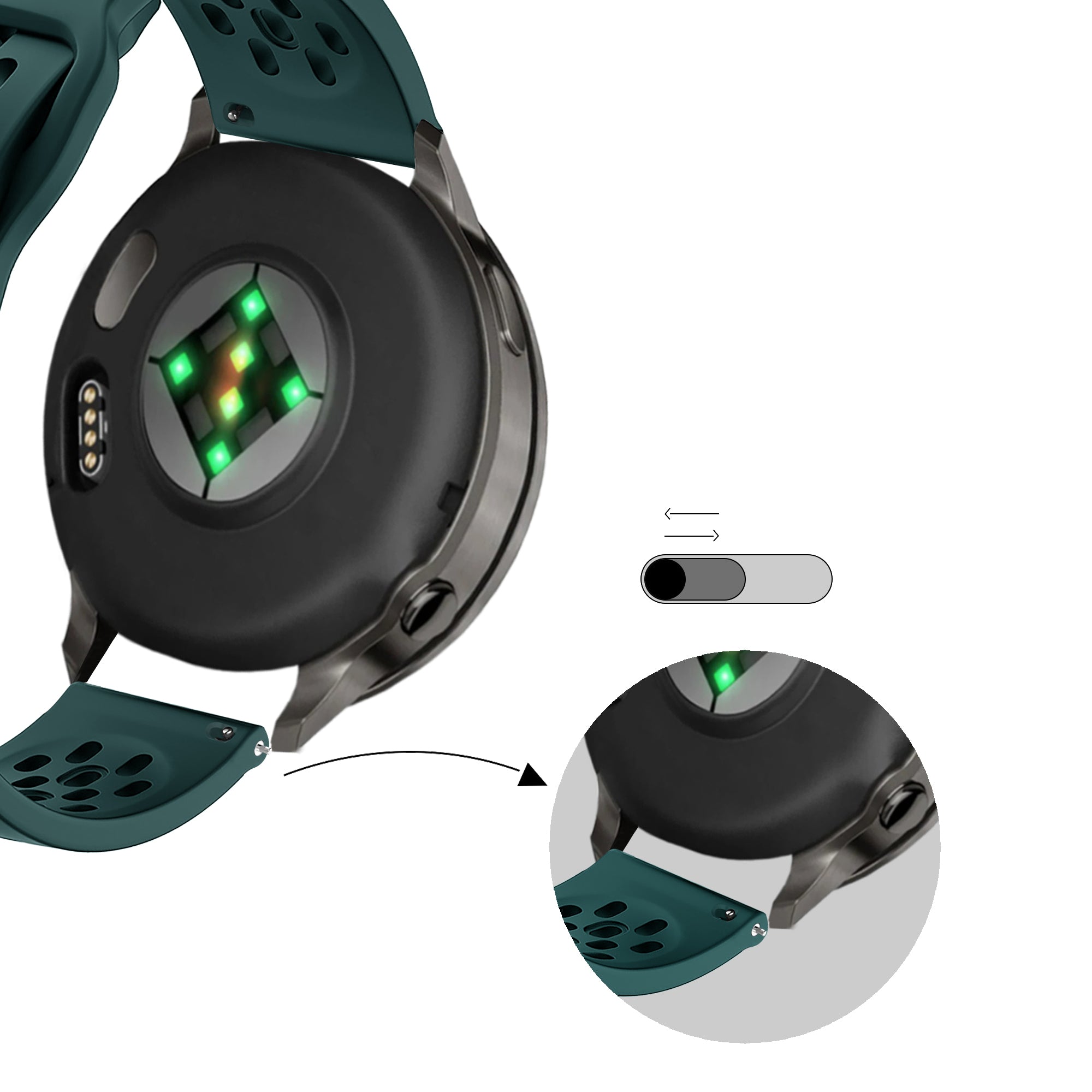 Bandz Garmin Bounce 2 Silicone Strap 'Air' (Dark Green)