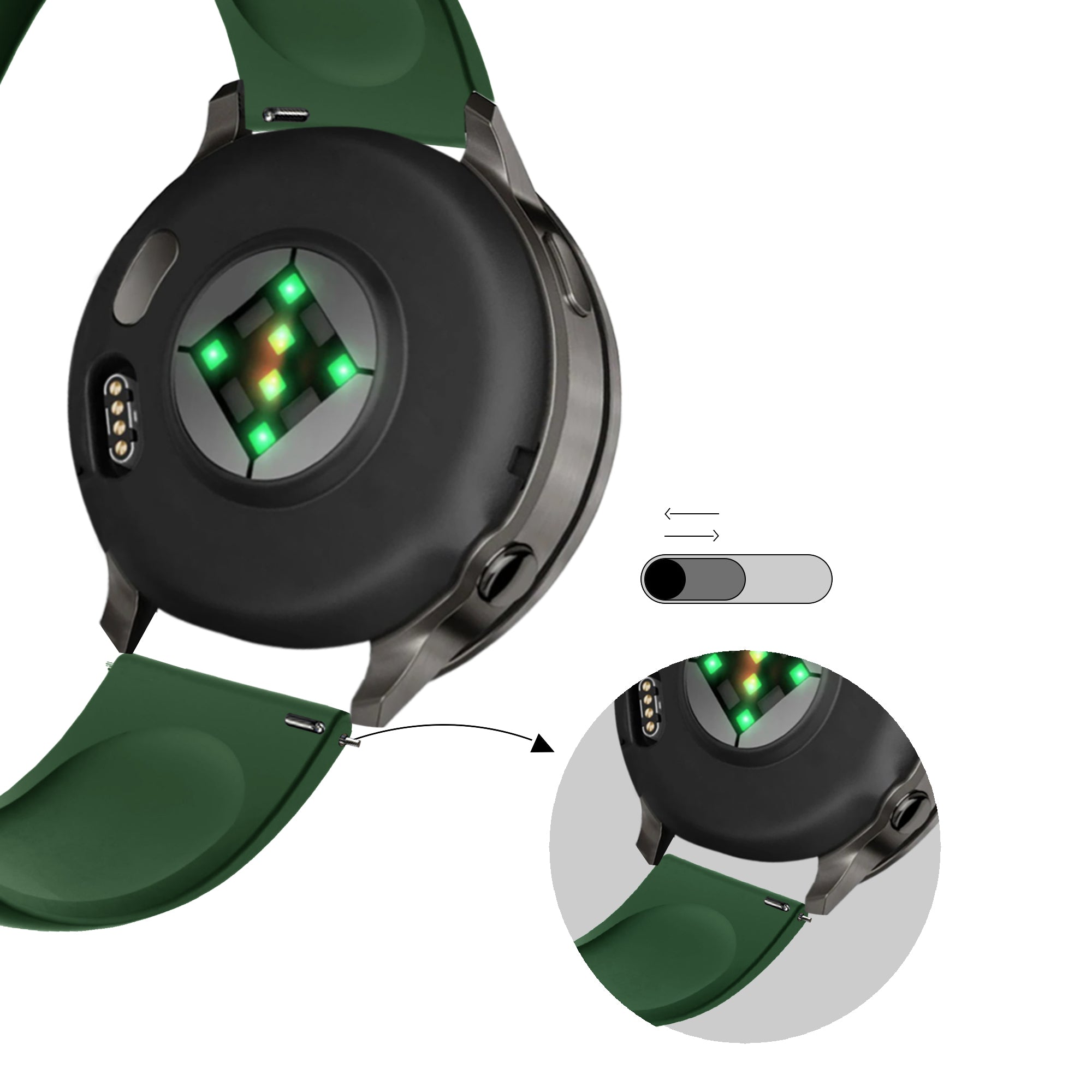 Bandz Garmin Bounce 2 Sport Strap 'Deluxe' (Army Green)