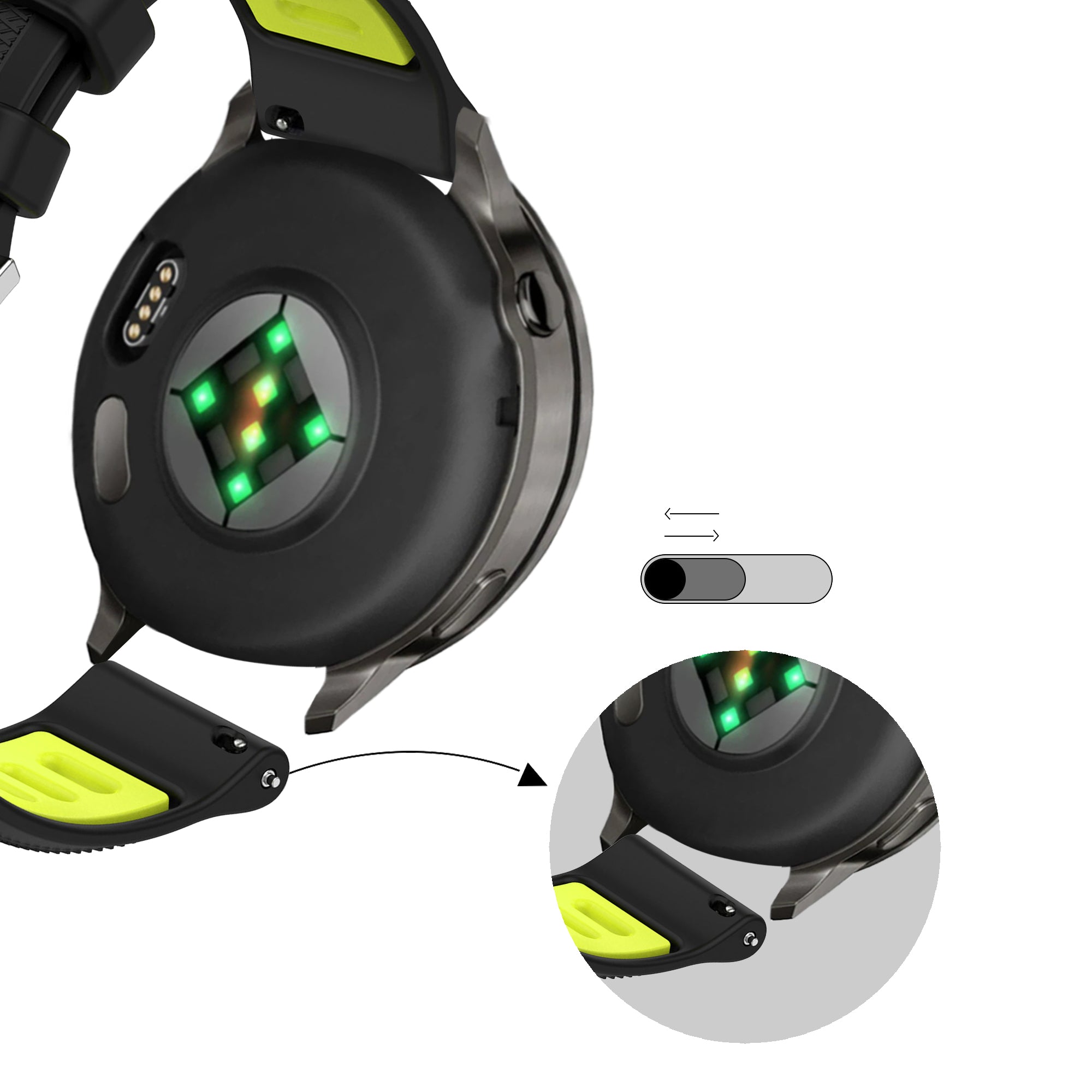 Bandz Garmin Forerunner 265s Sport Strap with Buckle (Black/Yellow)