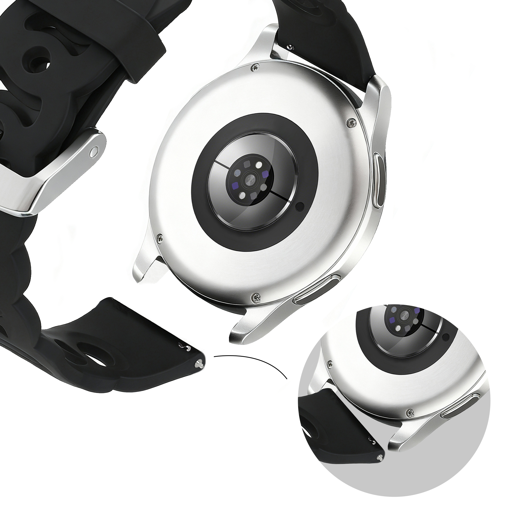 Bandz Withings Steel HR - 40mm Silikonarmband 'Chains' (Schwarz)