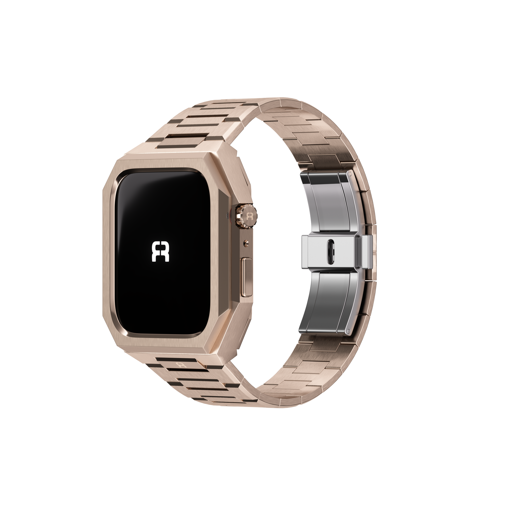 Reqior Apple Watch 45mm Case with Steel Strap 'Nautilus' (Rose Gold)