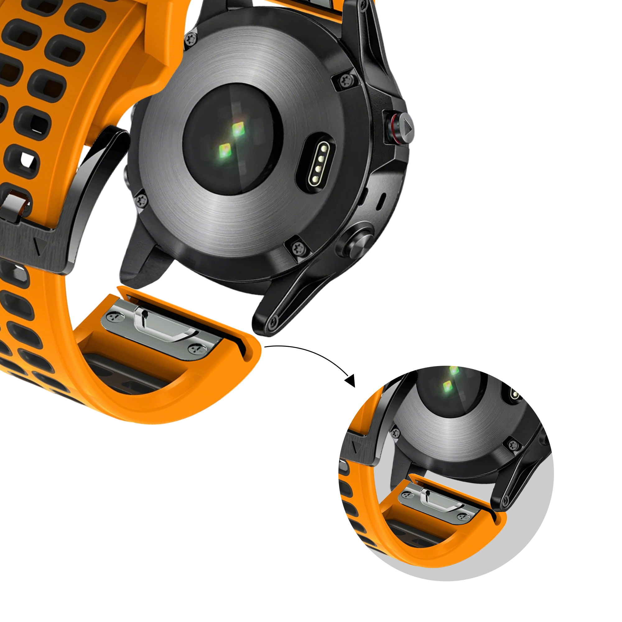 Bandz Garmin Instinct 2x Buckled Sport Strap (Orange/Black)