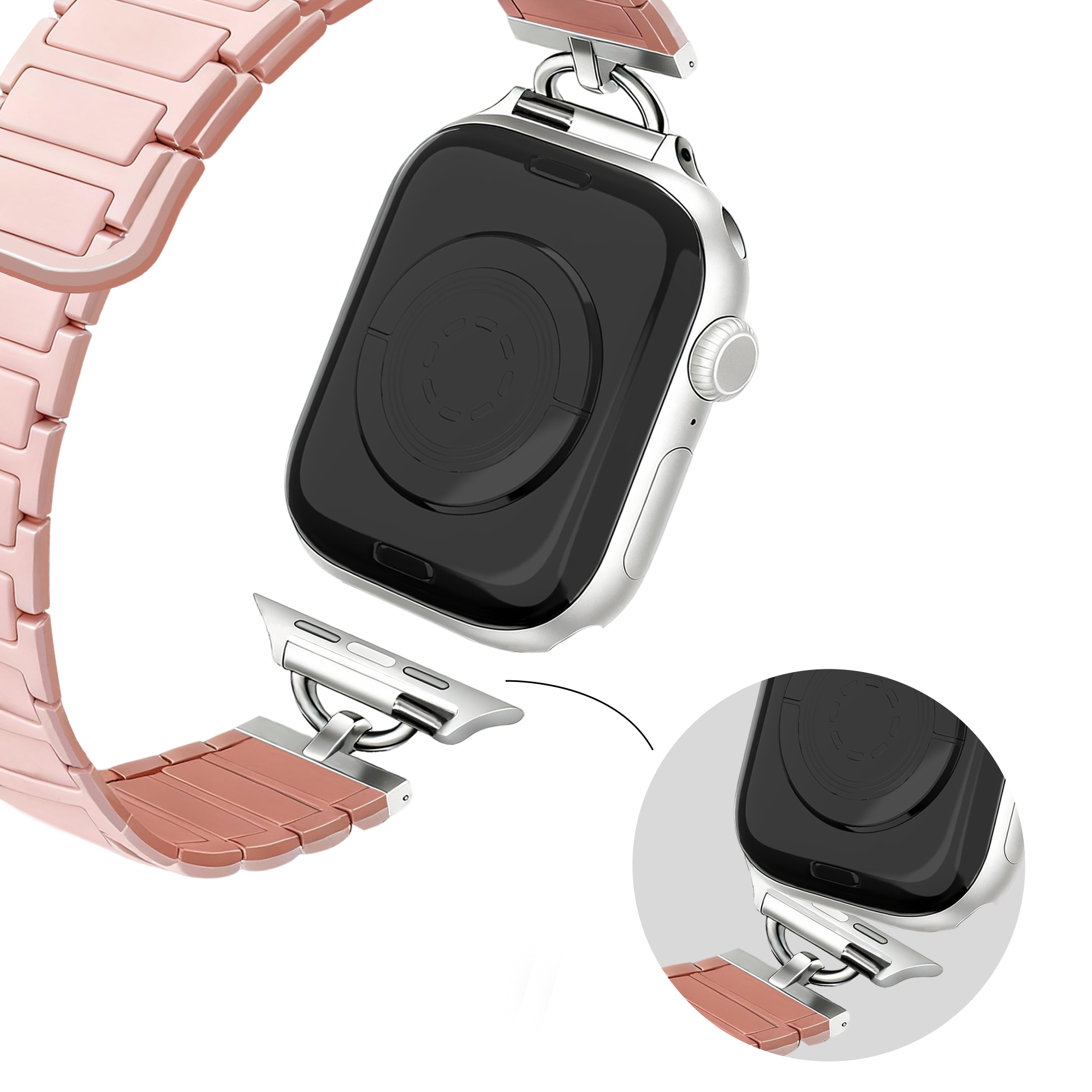 Bandz Apple Watch Magnetic Silicone Strap 'Slim' (Pink)