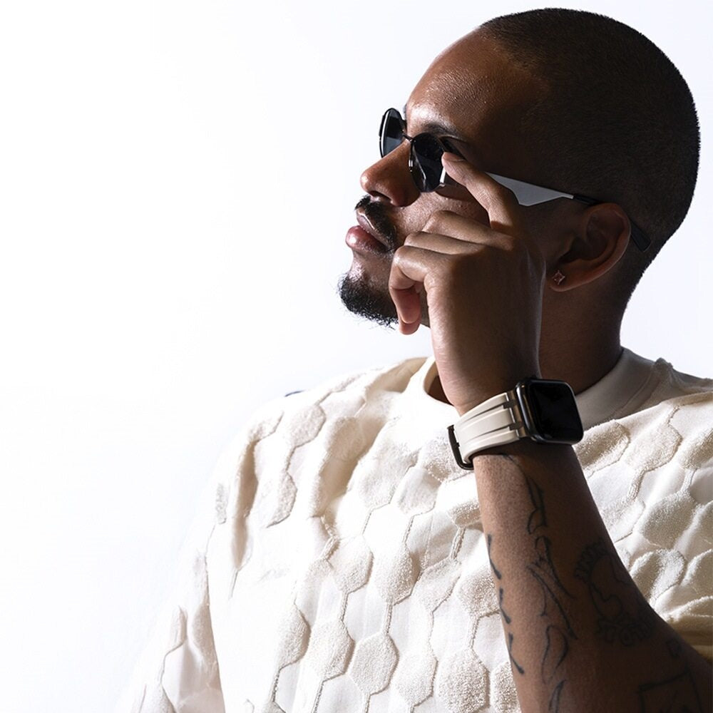 BALR. Apple Watch Ultra Liquid Silicone Strap (Beige/Titanium)