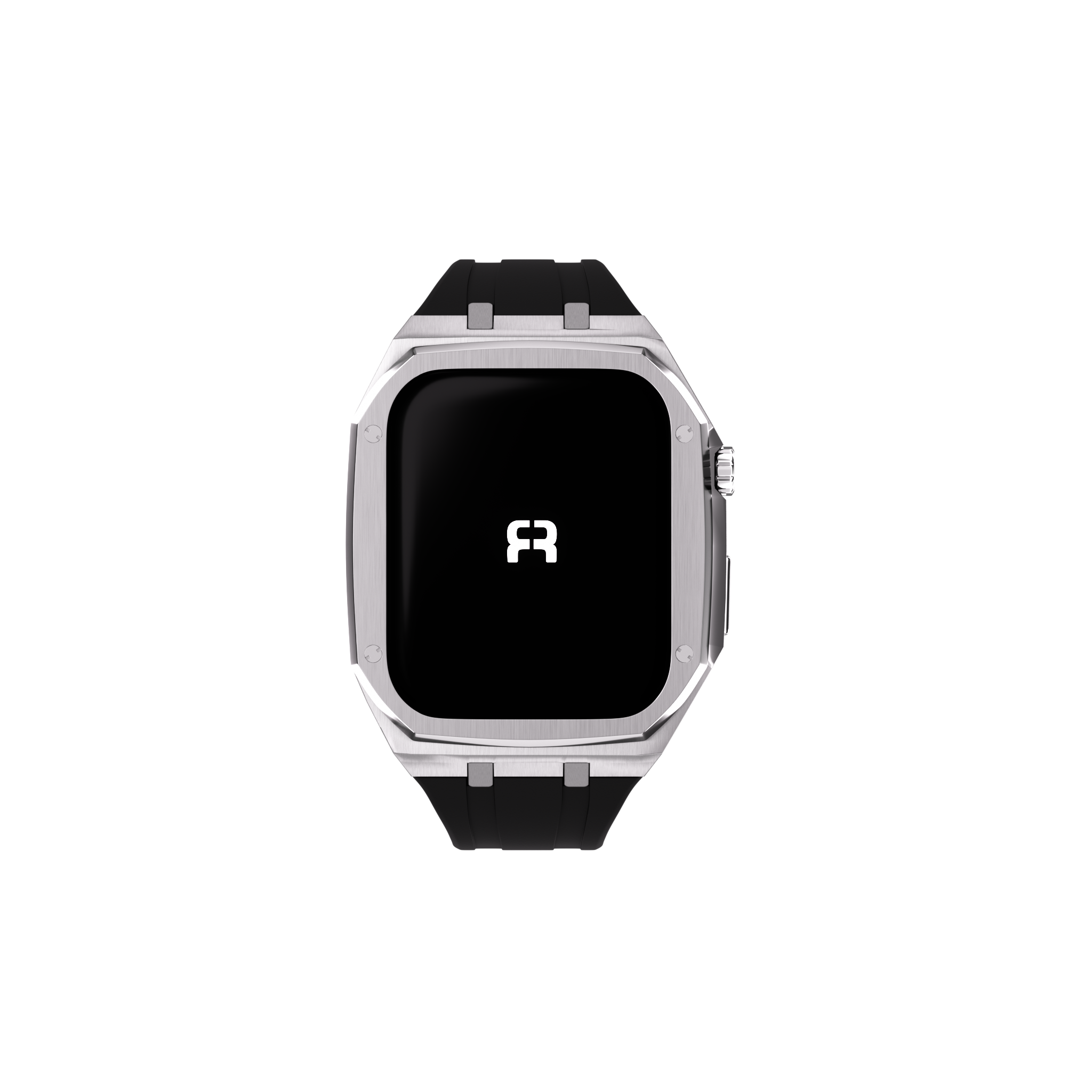 Reqior Apple Watch 45mm Metal Case with Rubber Strap (Silver)