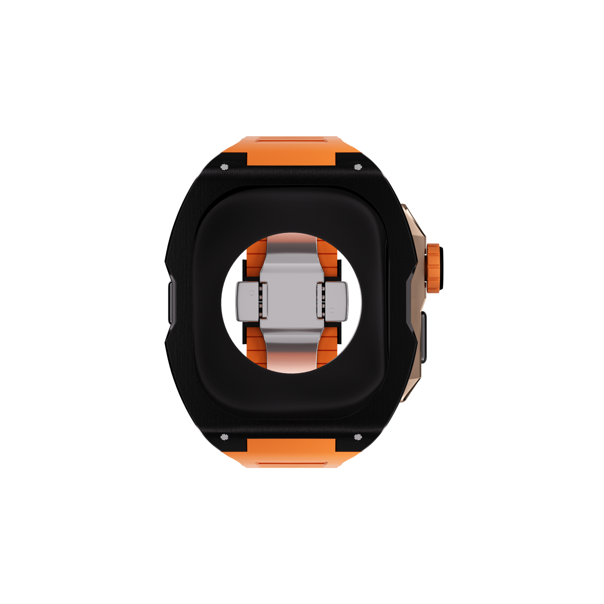 Reqior Apple Watch Ultra Case with Rubber Strap (Black/Orange)