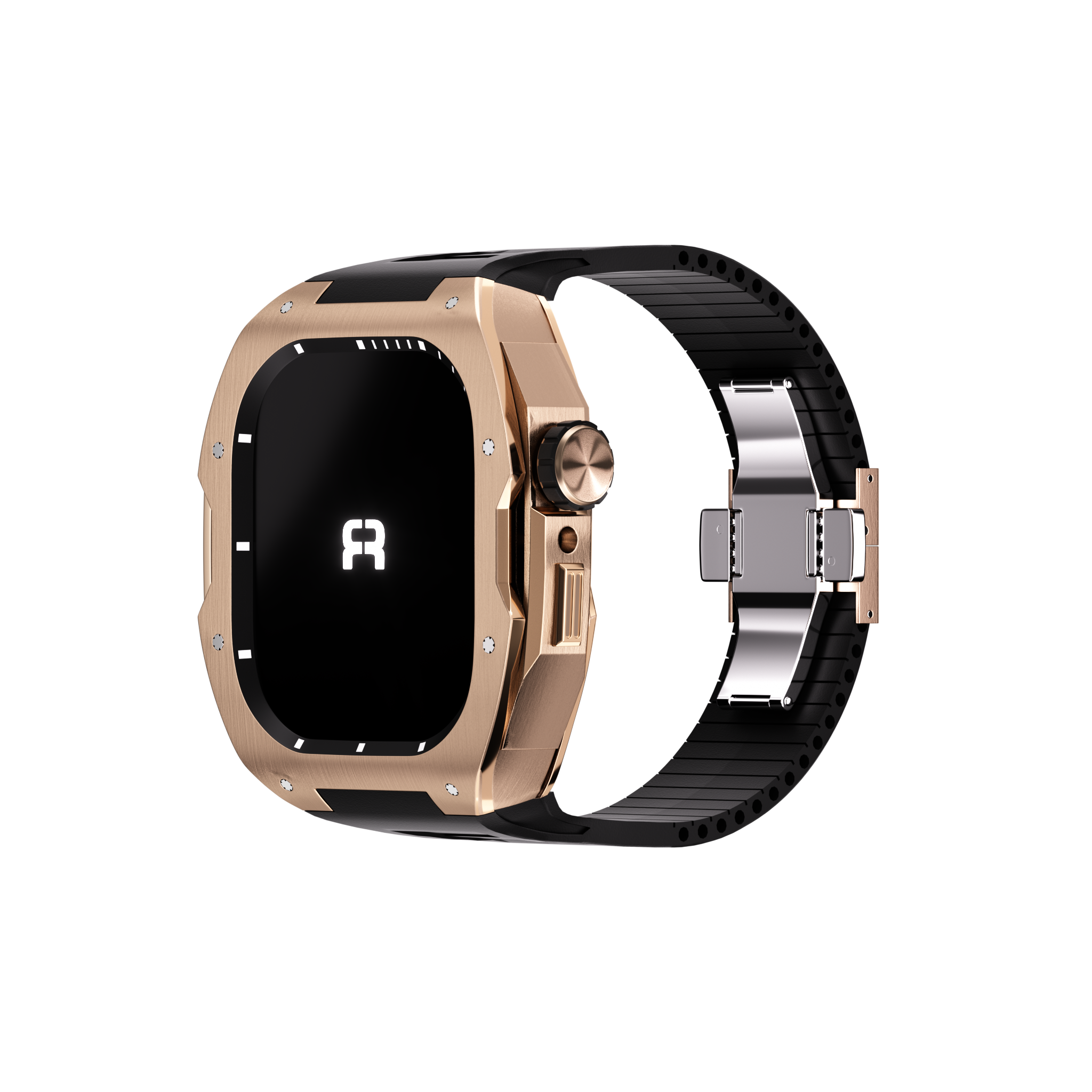 Reqior Apple Watch 45mm Case with Rubber Strap (Rose Gold)