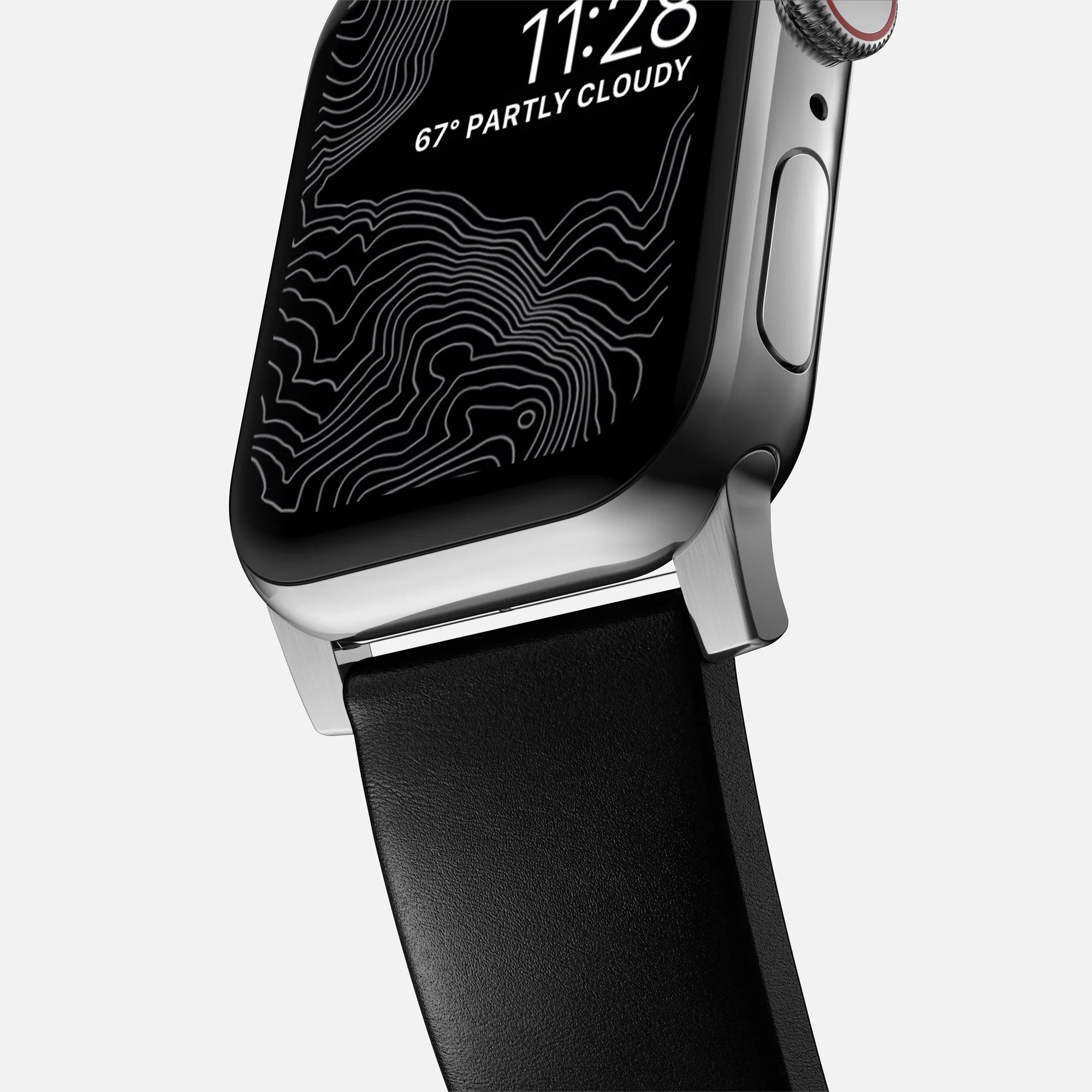 Nomad Modern Apple Watch Lederarmband (Schwarz/Silber)
