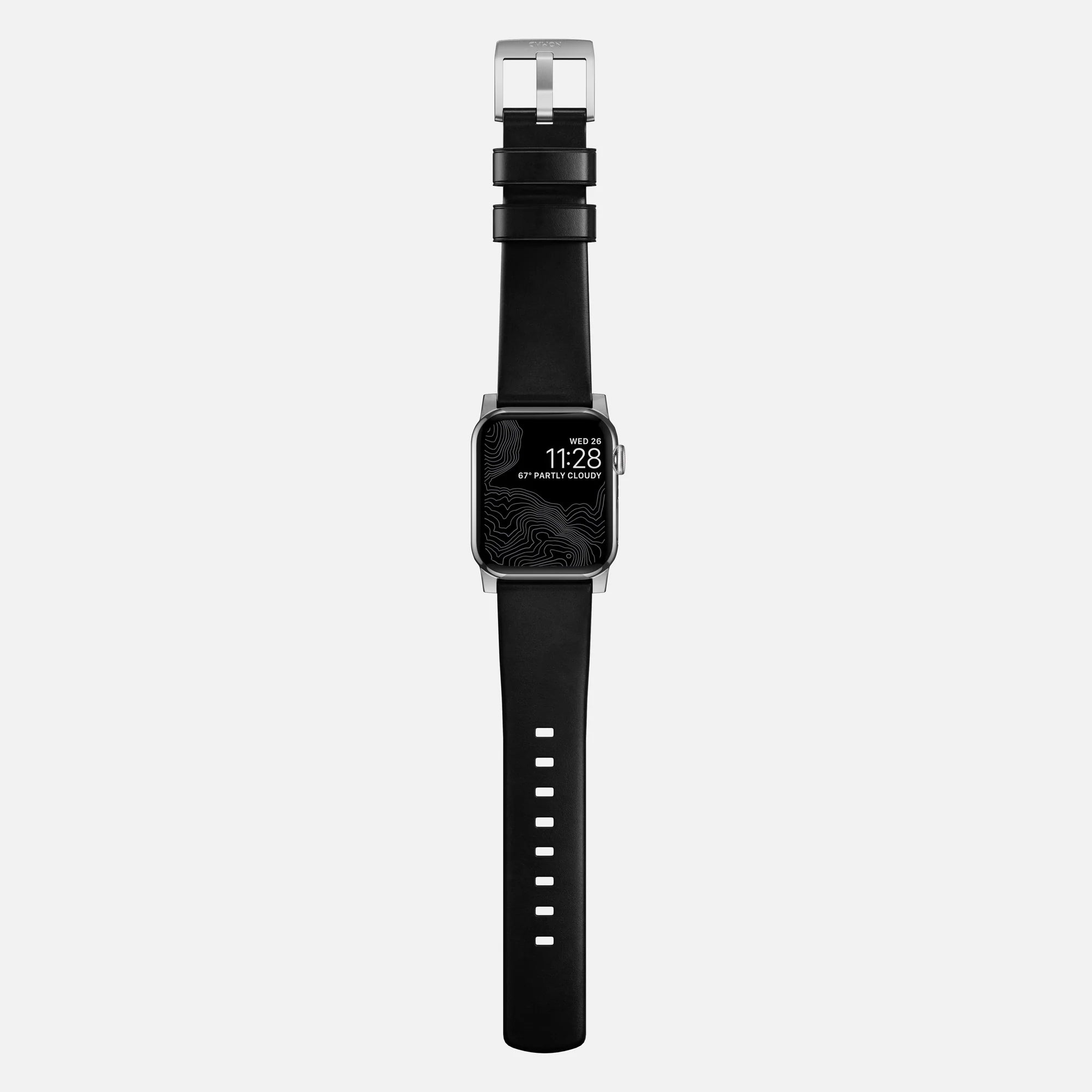 Nomad Modern Apple Watch Lederarmband (Schwarz/Silber)
