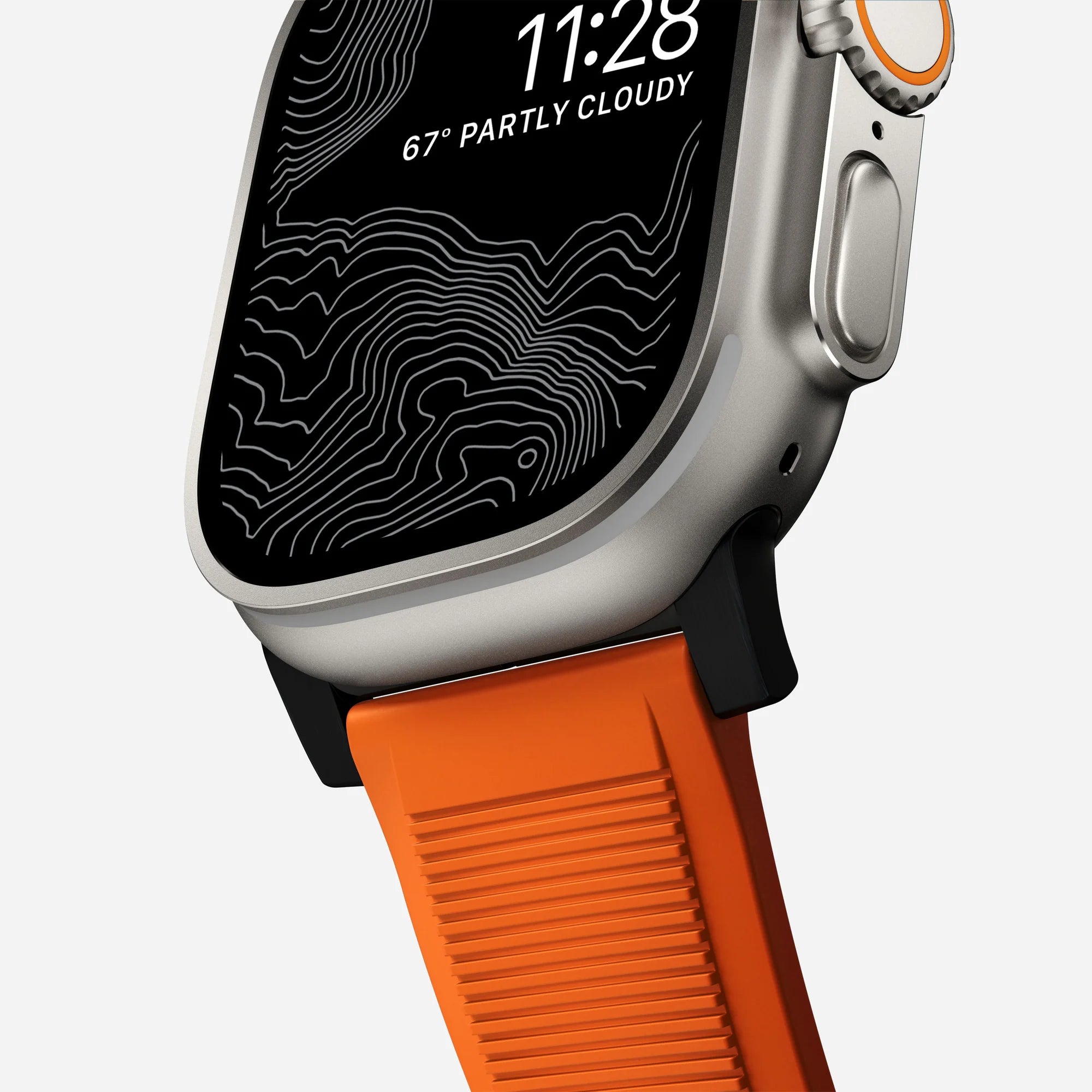 Nomad Rugged Apple Watch Silikonarmband (Schwarz/Ultra Orange)