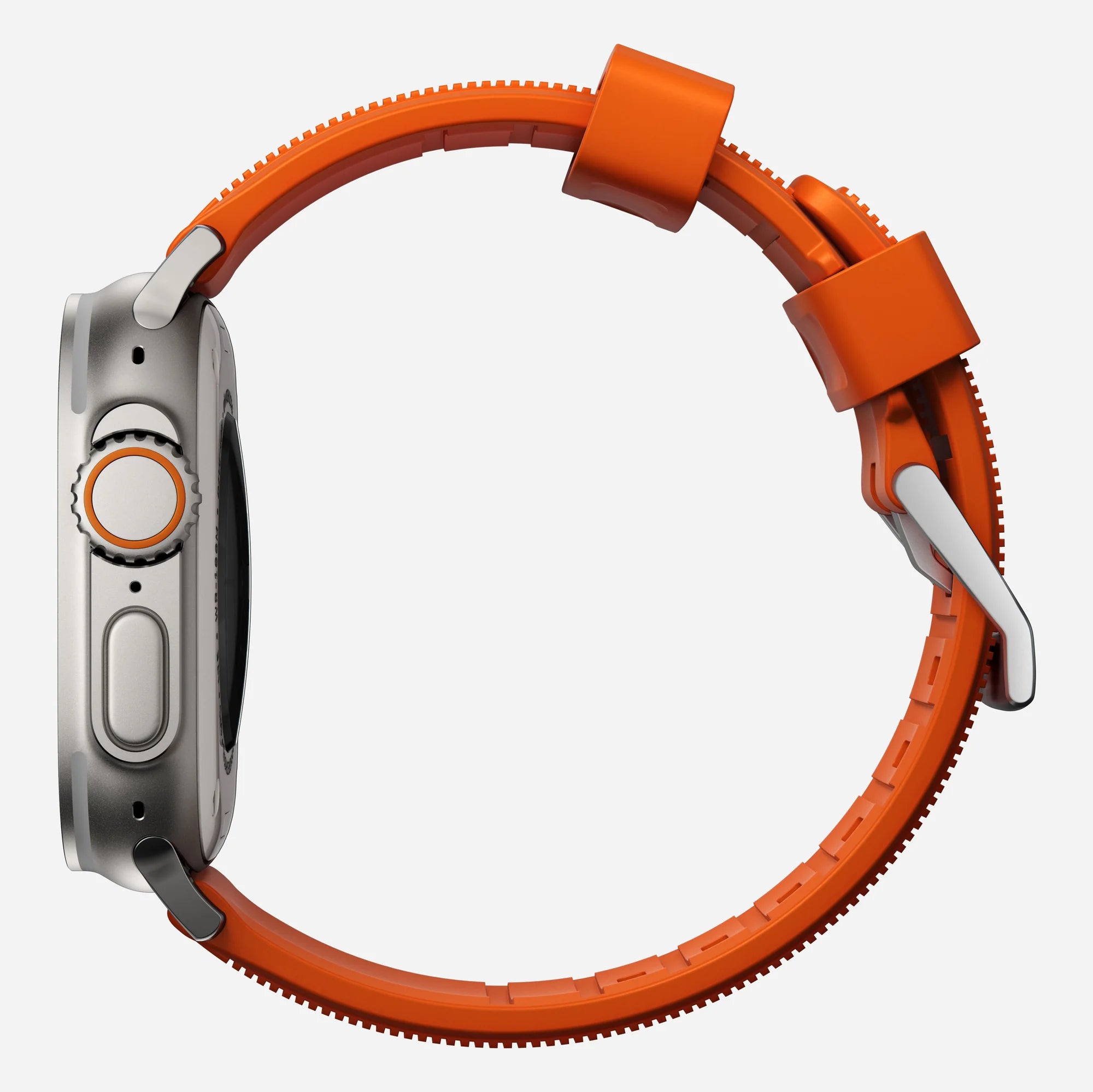 Nomad Rugged Apple Watch Silikonarmband Silber/Ultra Orange)