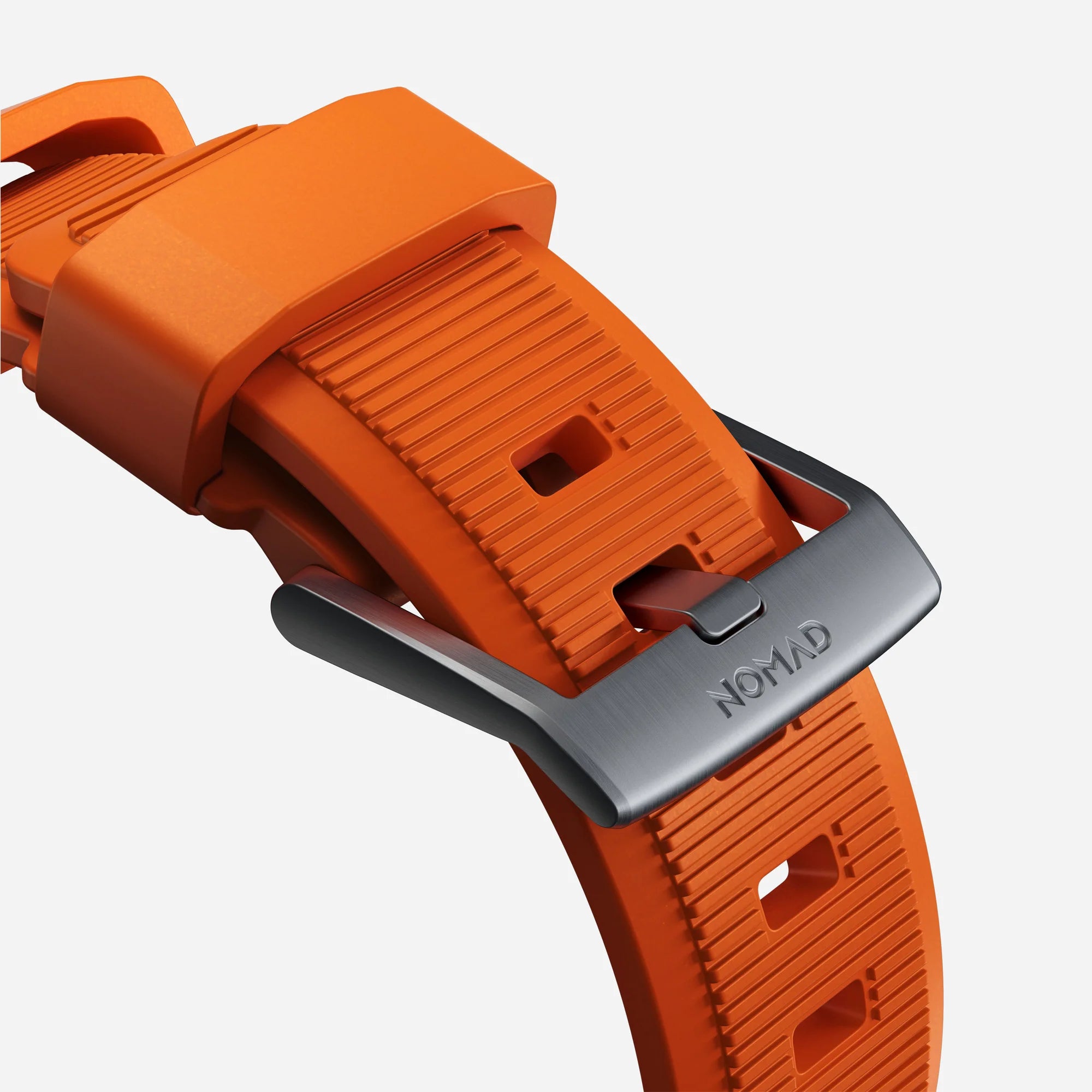 Nomad Rugged Apple Watch Silikonarmband Silber/Ultra Orange)