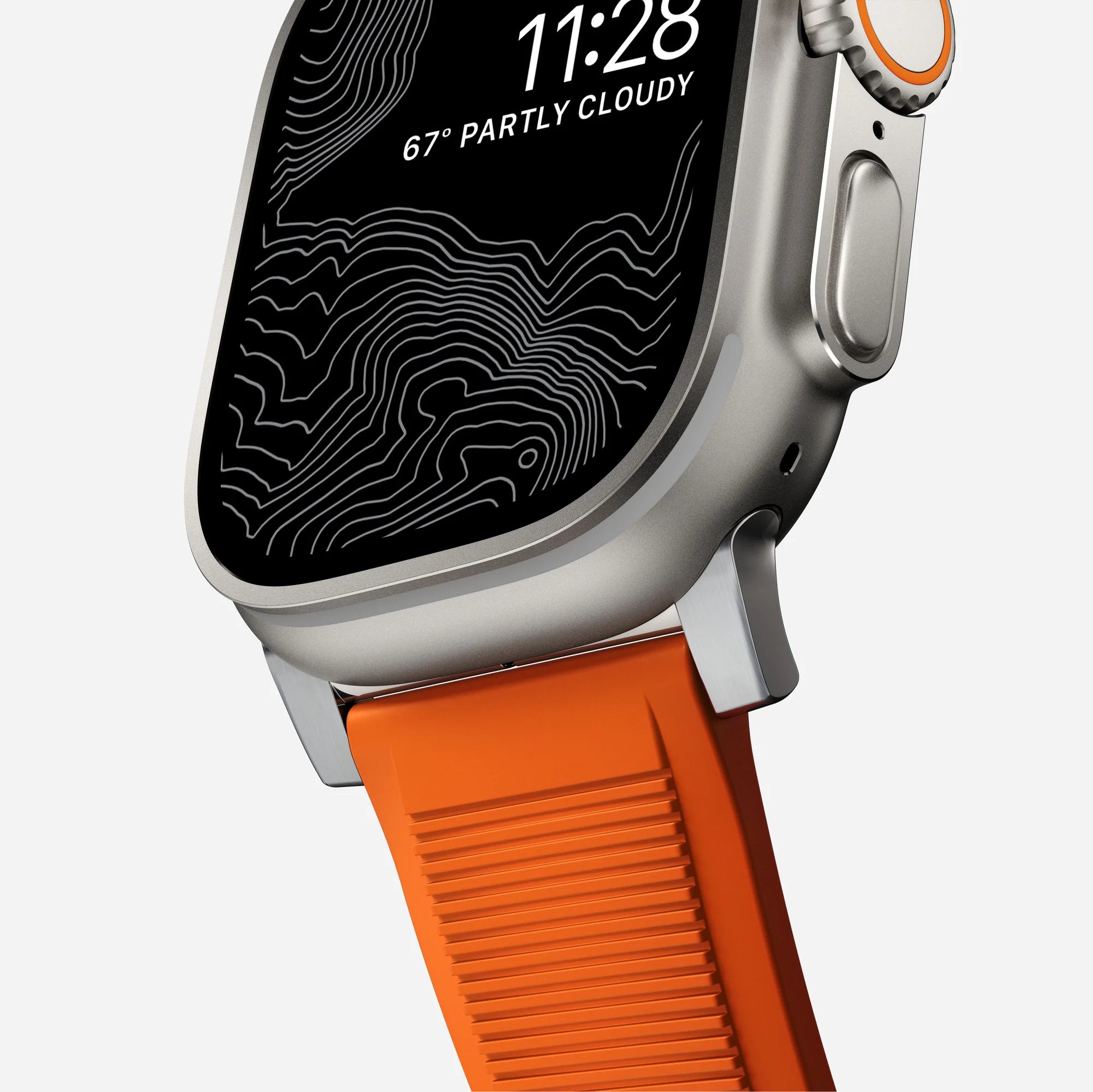 Nomad Rugged Apple Watch Silikonarmband Silber/Ultra Orange)