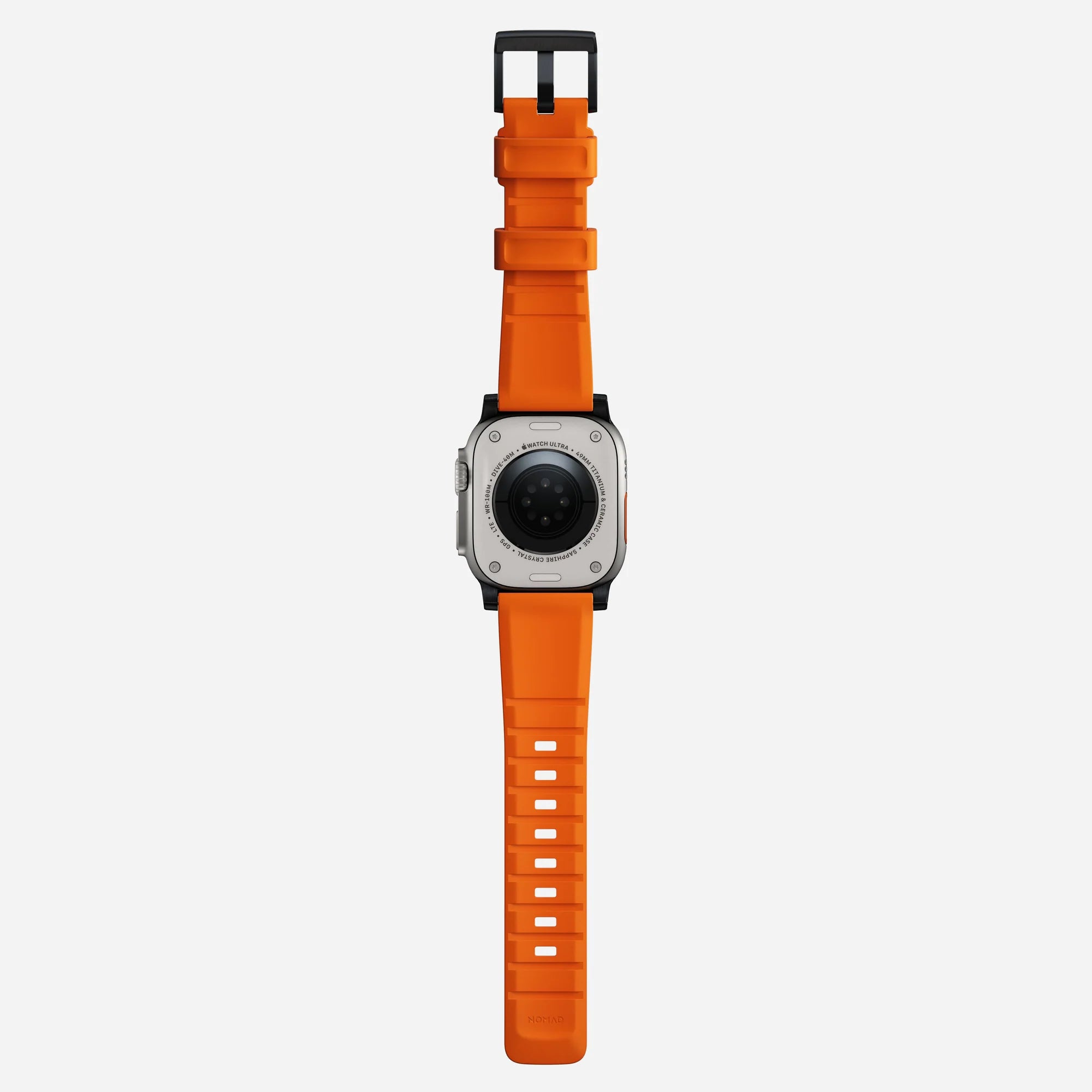 Nomad Rugged Apple Watch Silikonarmband Silber/Ultra Orange)