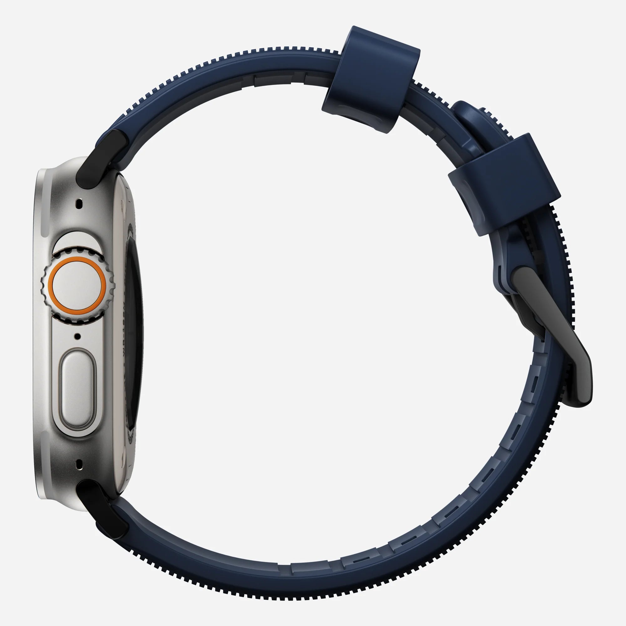 Nomad Rugged Apple Watch Silikonarmband (Schwarz/Atlantic Blue)