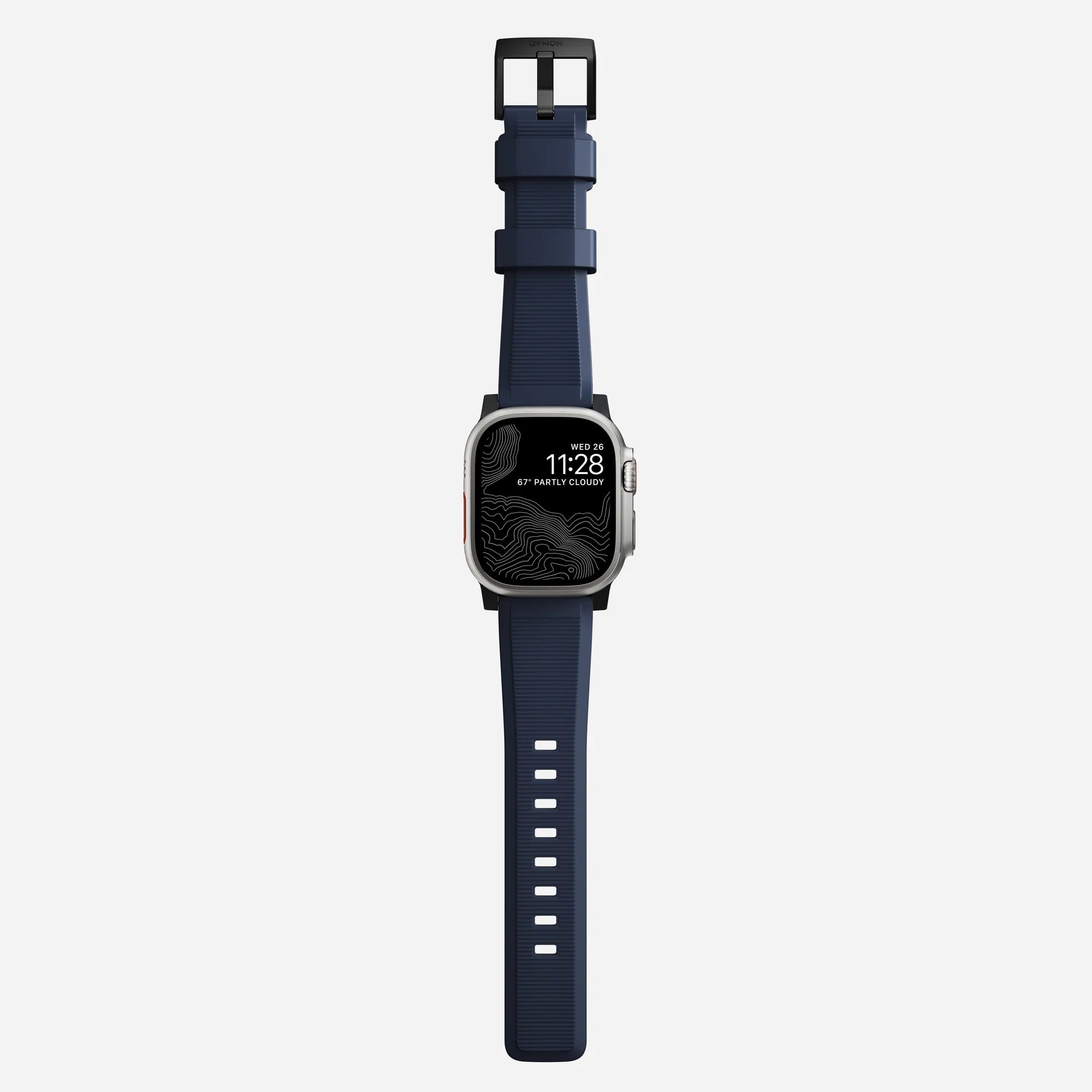 Nomad Rugged Apple Watch Silikonarmband (Schwarz/Atlantic Blue)