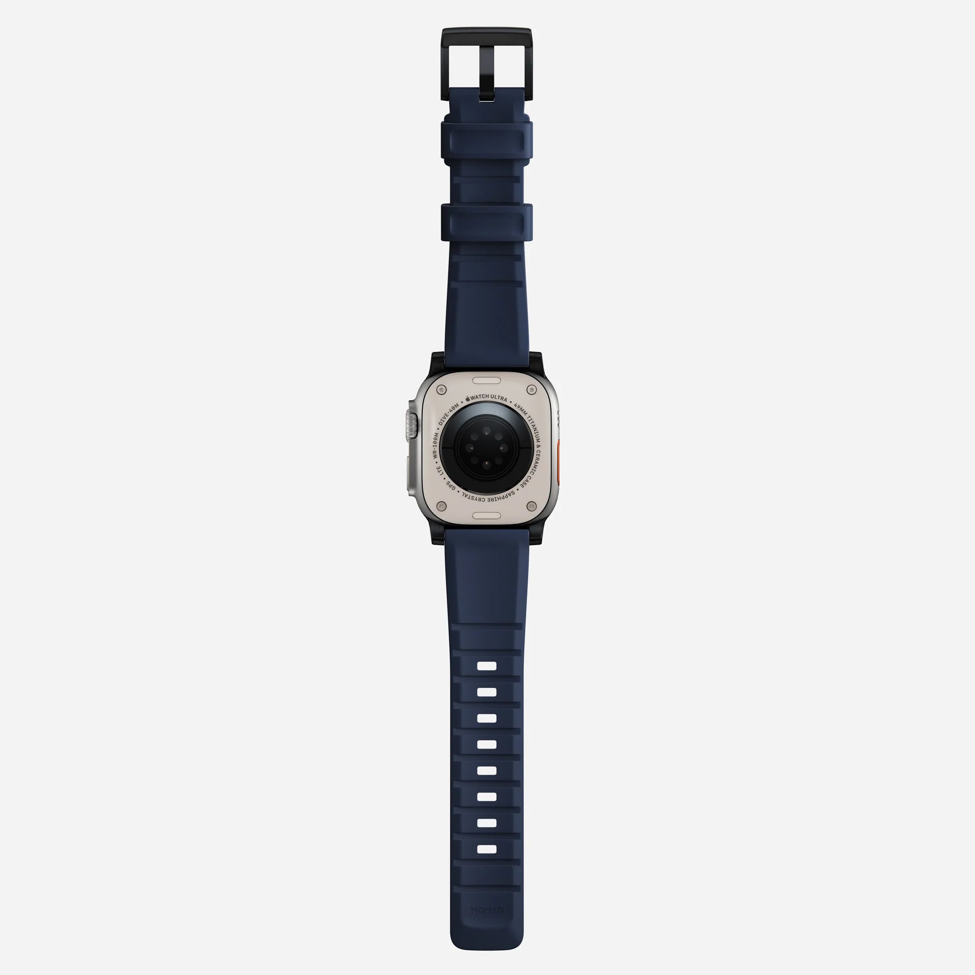 Nomad Rugged Apple Watch Silikonarmband (Schwarz/Atlantic Blue)