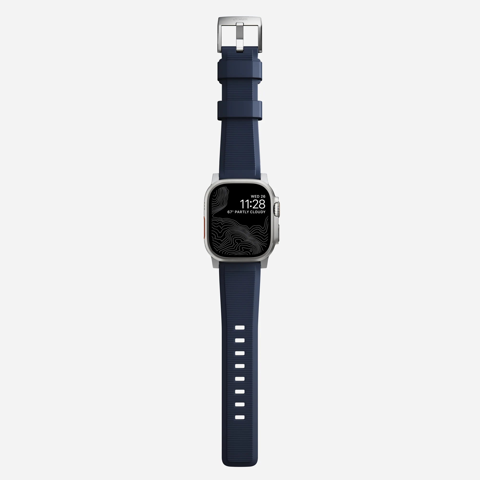 Nomad Rugged Apple Watch Silikonarmband Silber/Atlantic Blue)
