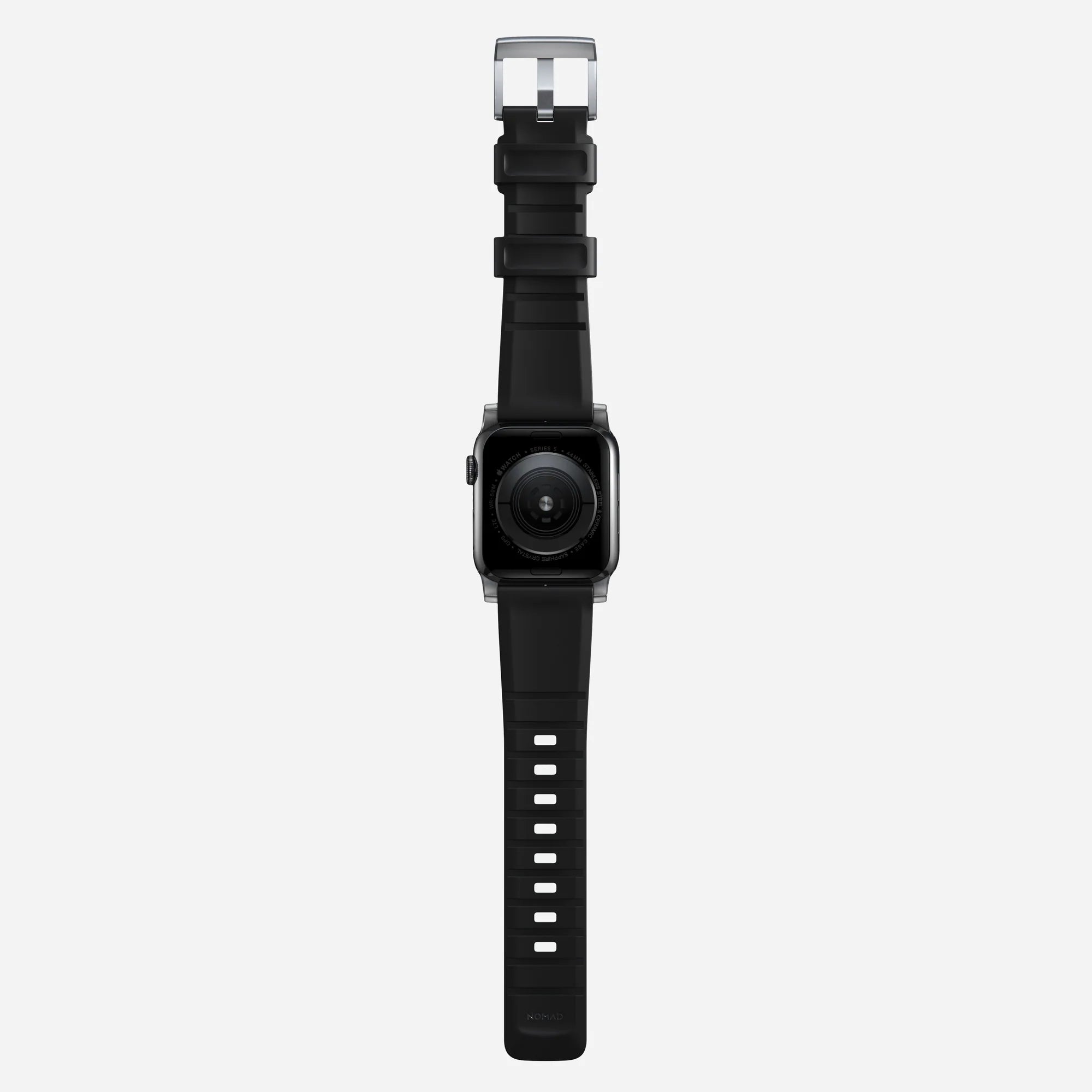 Nomad Rugged Apple Watch Silikonarmband (Schwarz/Silber)