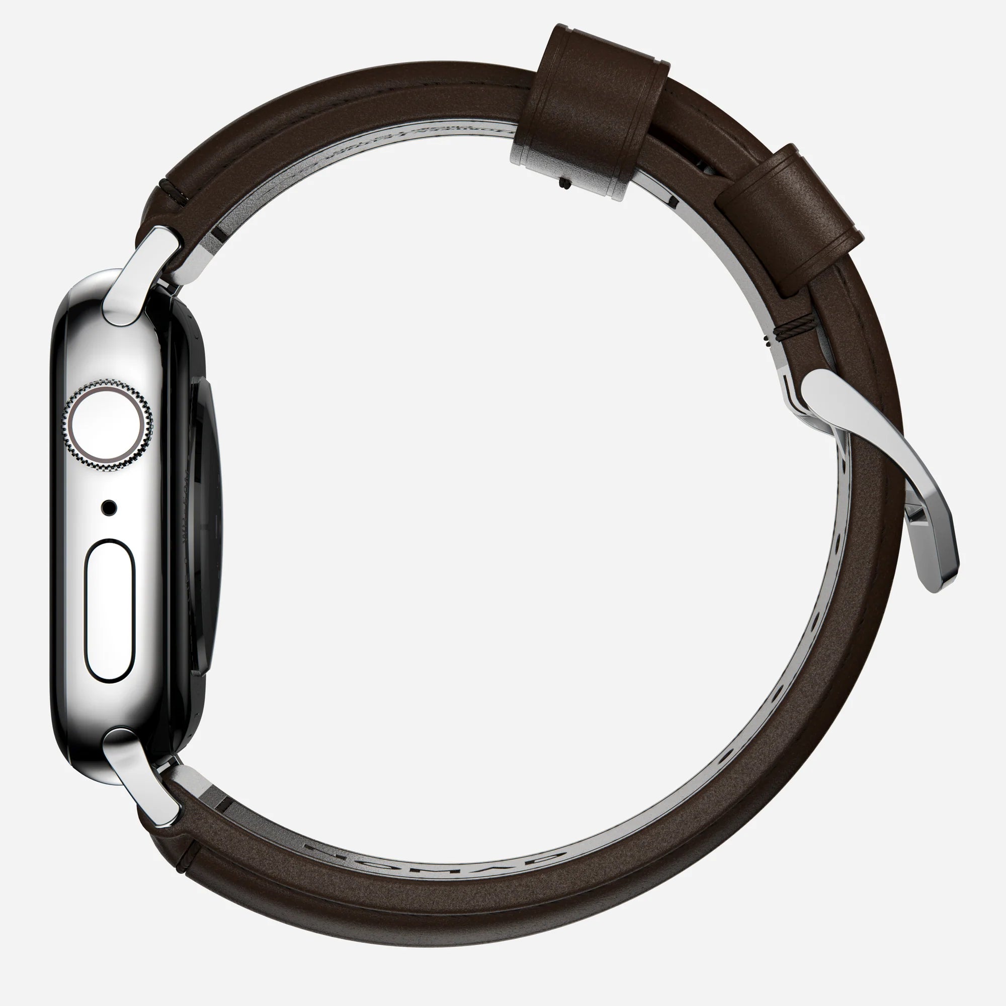 Nomad Traditional Apple Watch Lederarmband (Braun/Silber)