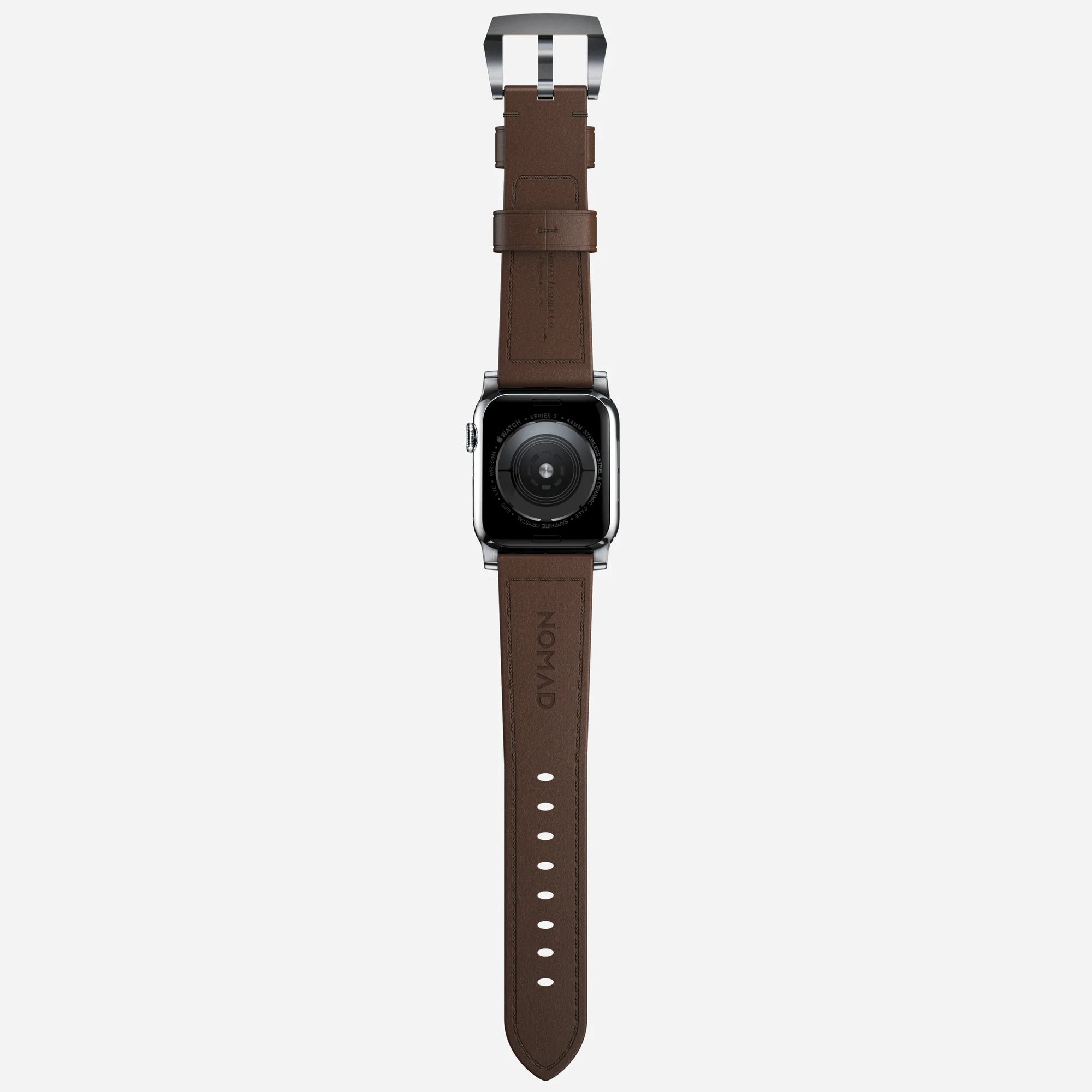Nomad Traditional Apple Watch Lederarmband (Braun/Silber)
