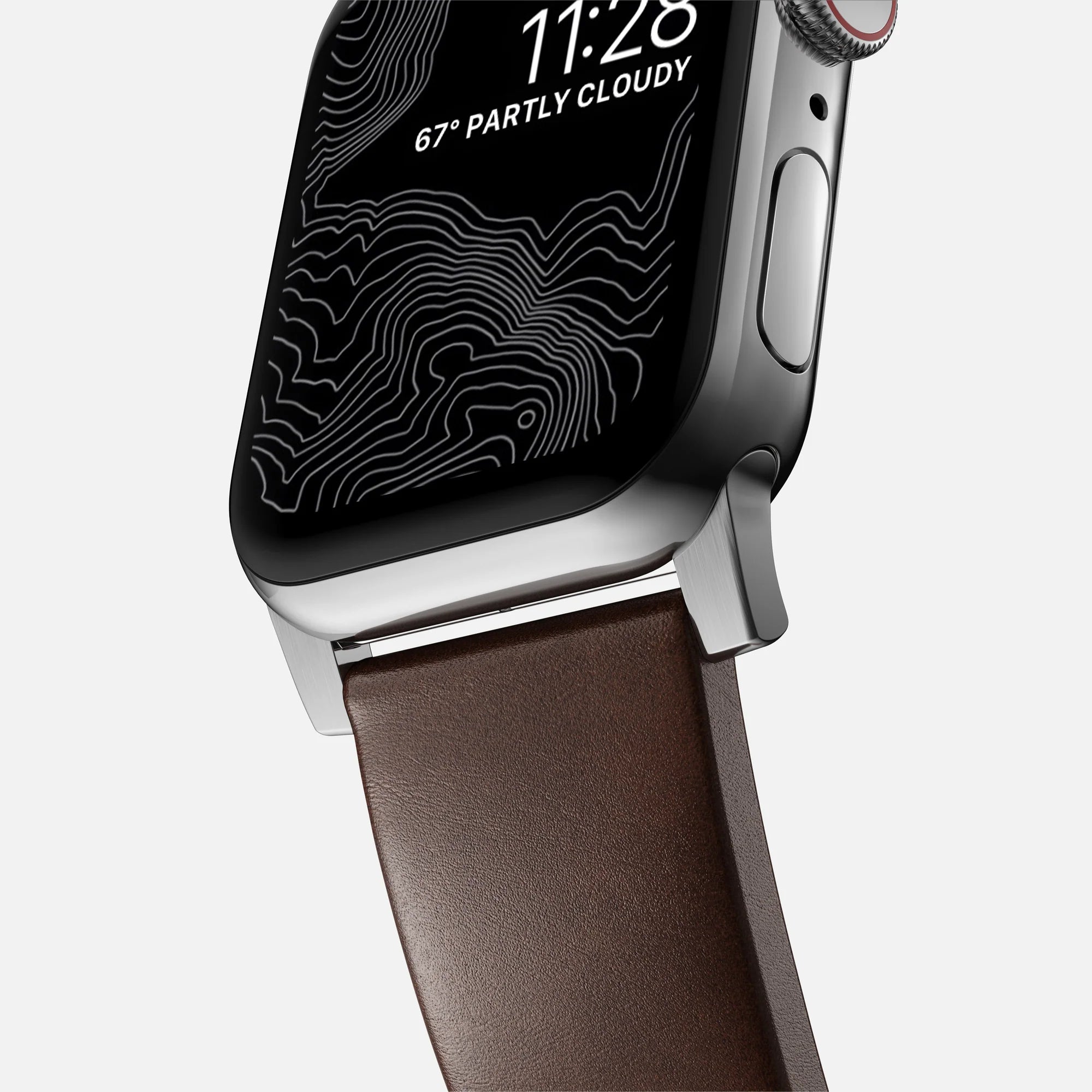 Nomad Modern Apple Watch Lederarmband (Braun/Silber)