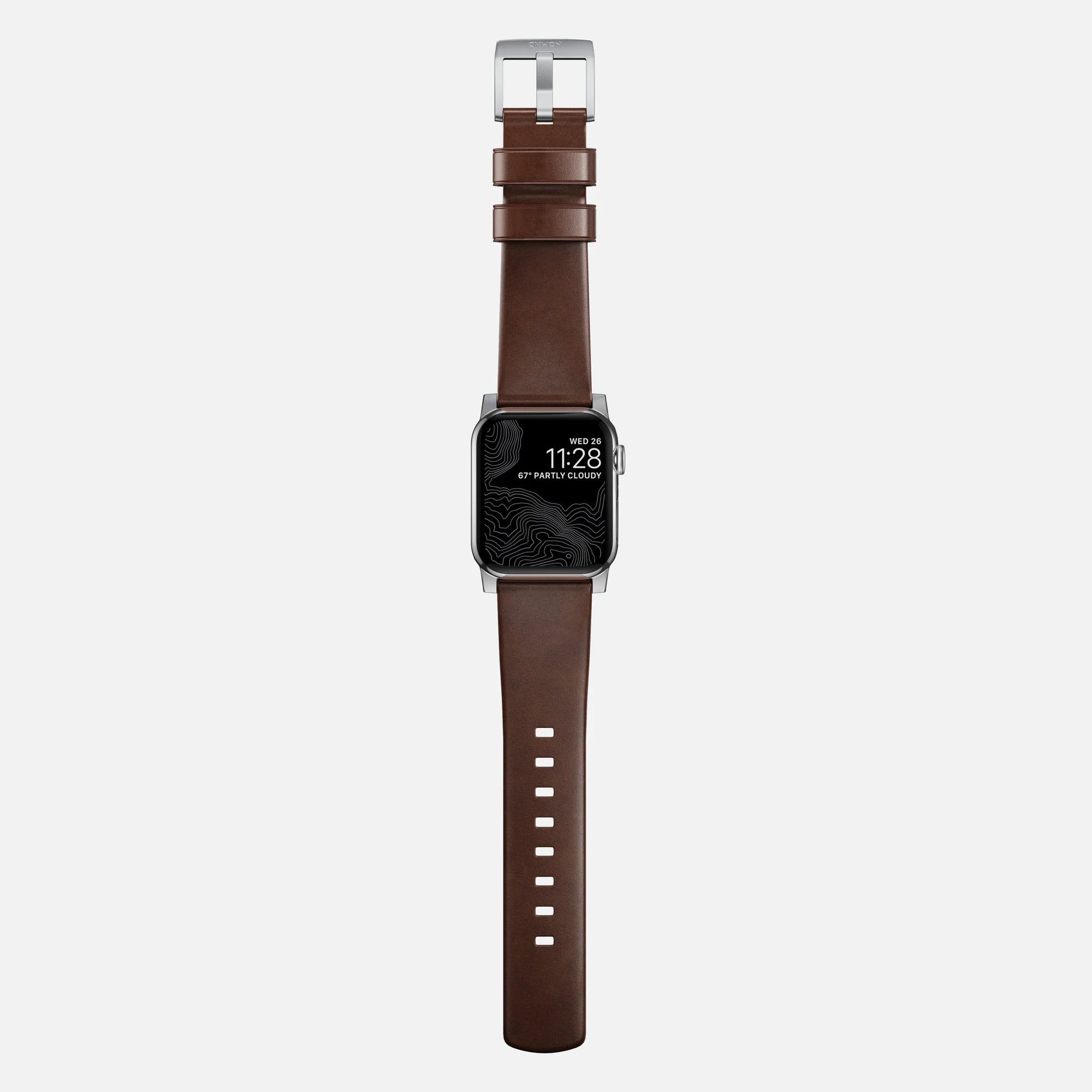 Nomad Modern Apple Watch Lederarmband (Braun/Silber)