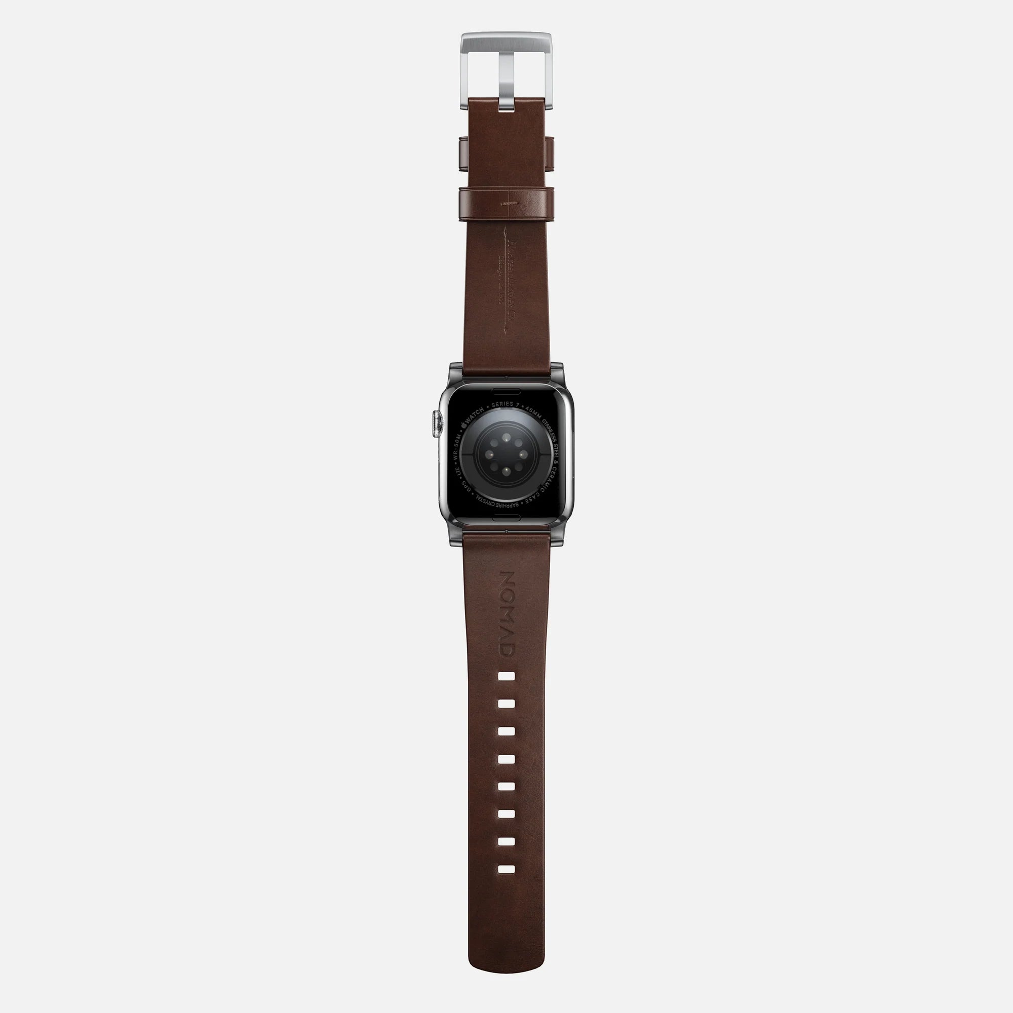 Nomad Modern Apple Watch Lederarmband (Braun/Silber)