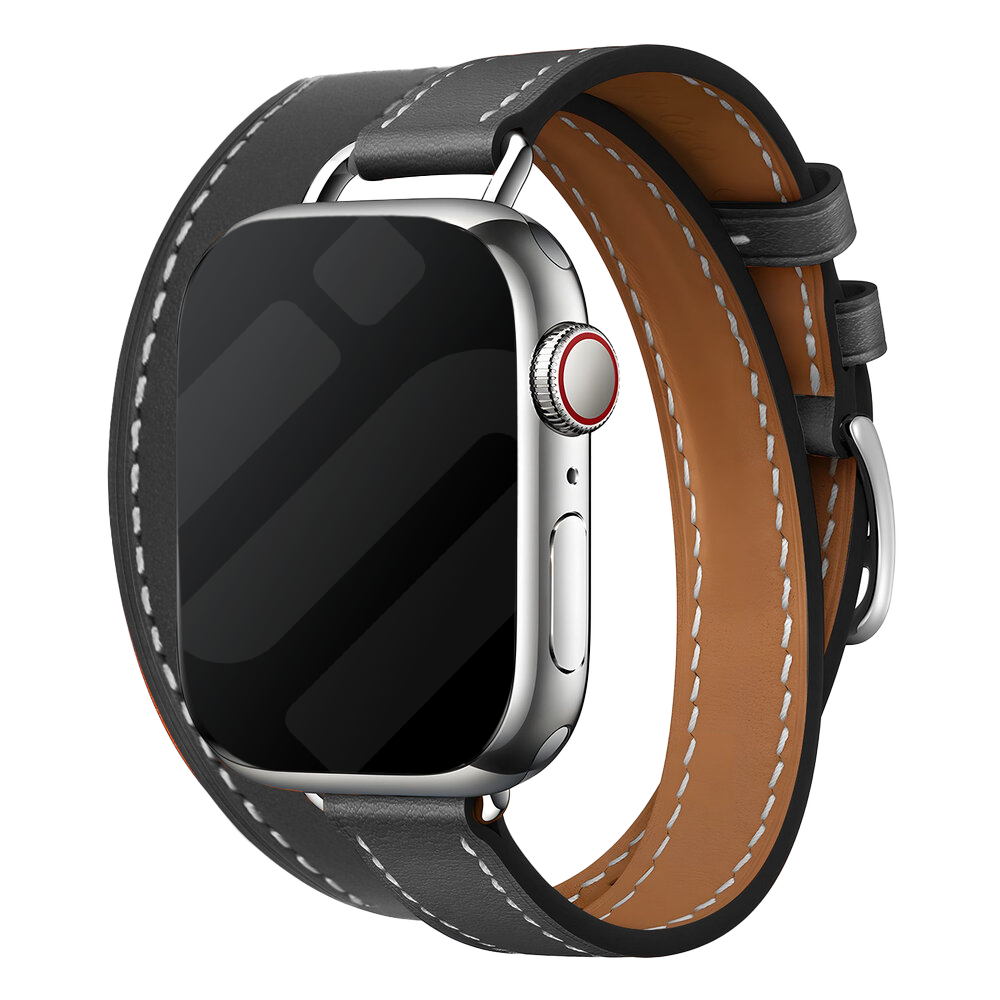 Apple Watch Double Tour Lederarmband (Schwarz)