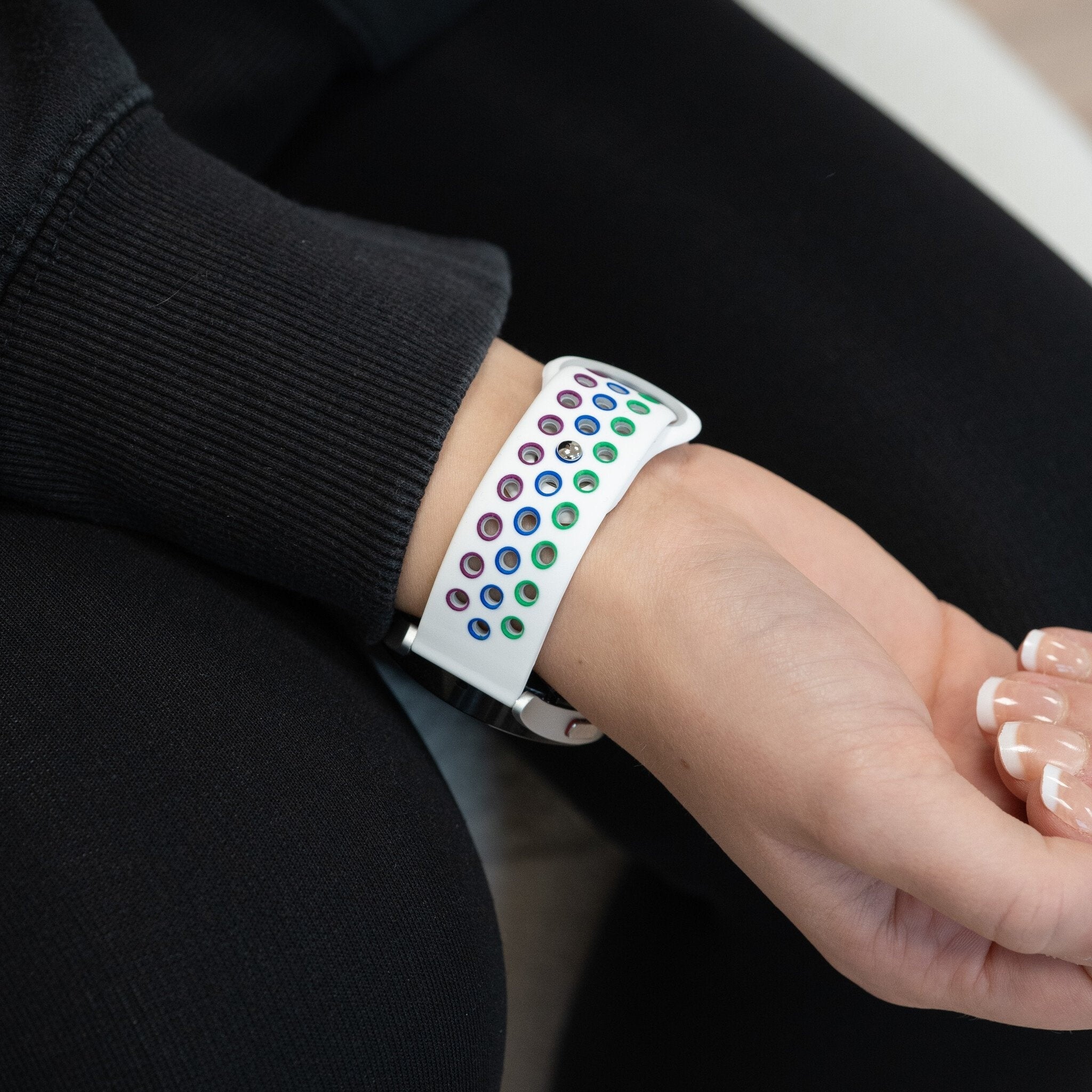 Bandz Coros Apex 42mm Sport Strap 'Deluxe' (White/Rainbow)