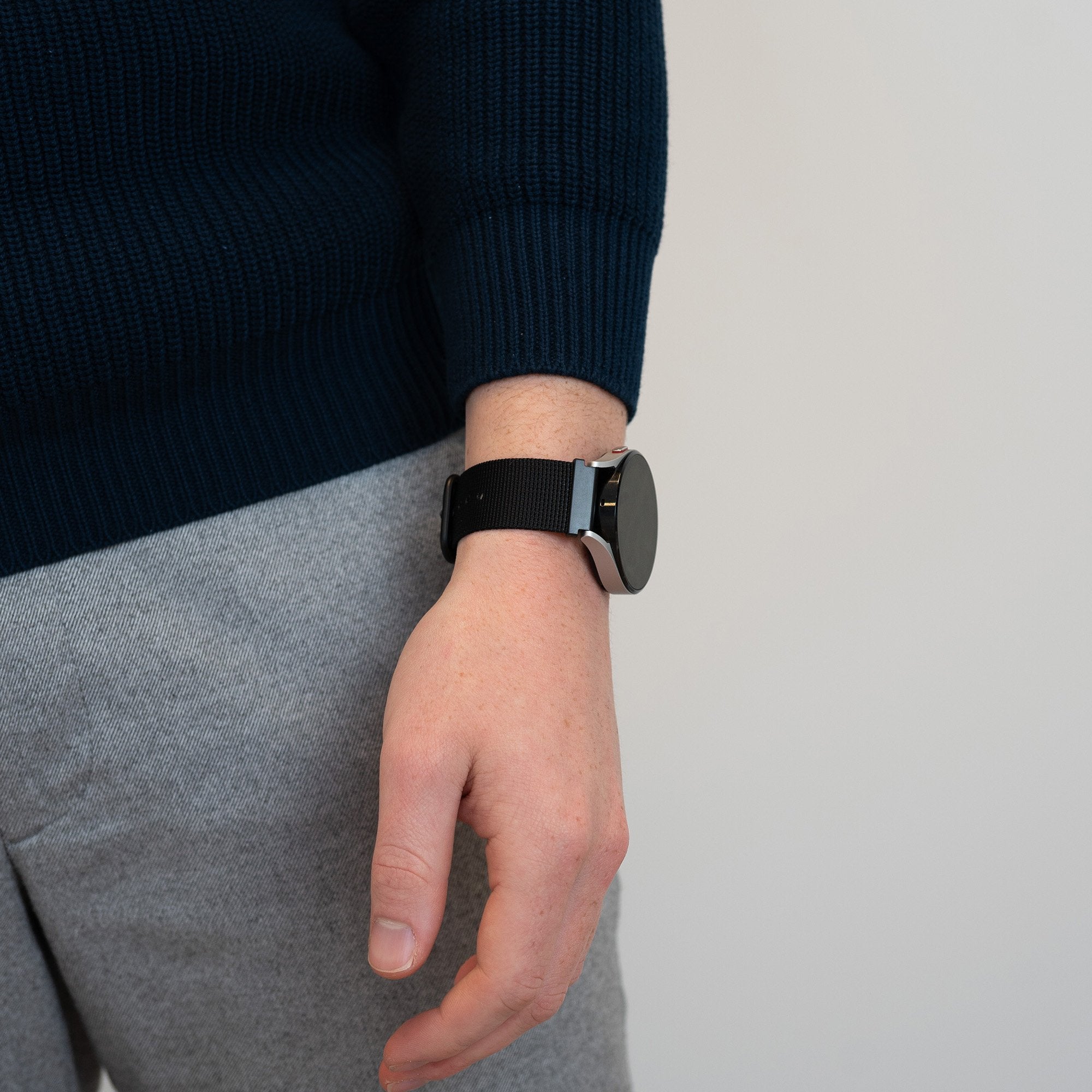 Bandz Garmin Venu SQ Nylonarmband mit Dornschließe (Schwarz)