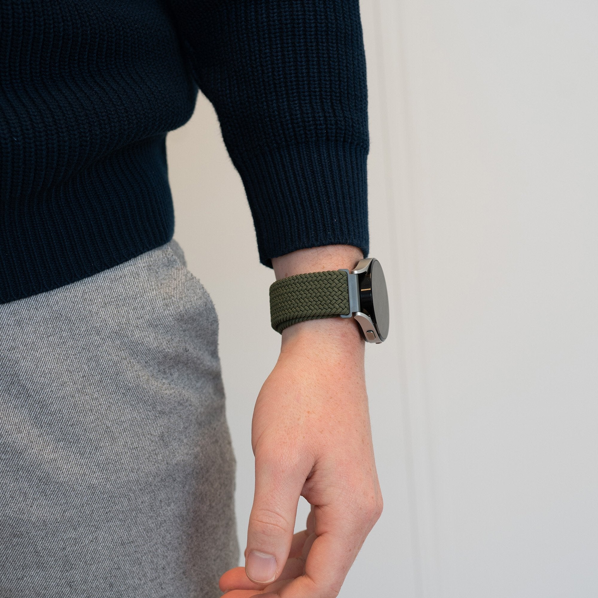 Bandz Garmin Forerunner 265 Woven Nylon Strap (Olive Green)