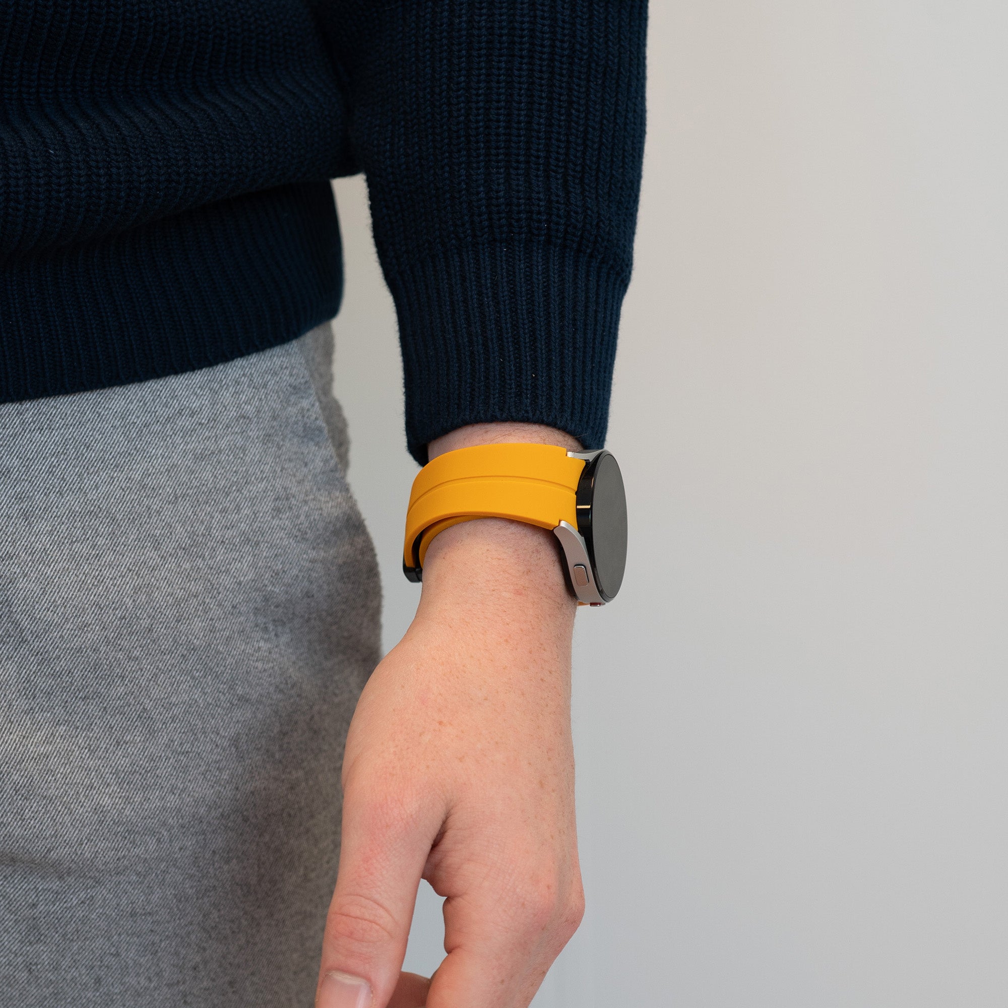 Bandz Samsung Galaxy Watch 5 Pro Silicone Strap with D-Buckle (Yellow)