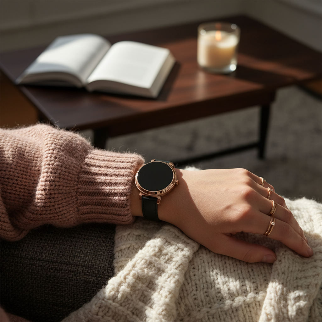 Bandz Garmin Lily 2 Leather Strap 'Classic' (Black)