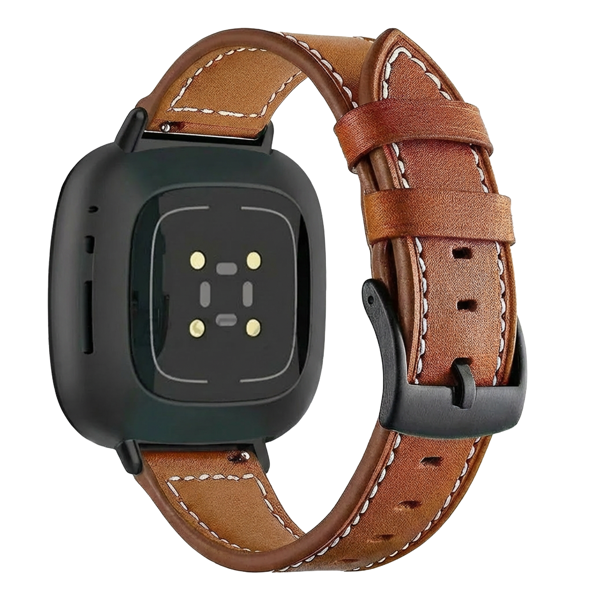 Fitbit Versa 4 Leather Strap (Brown)