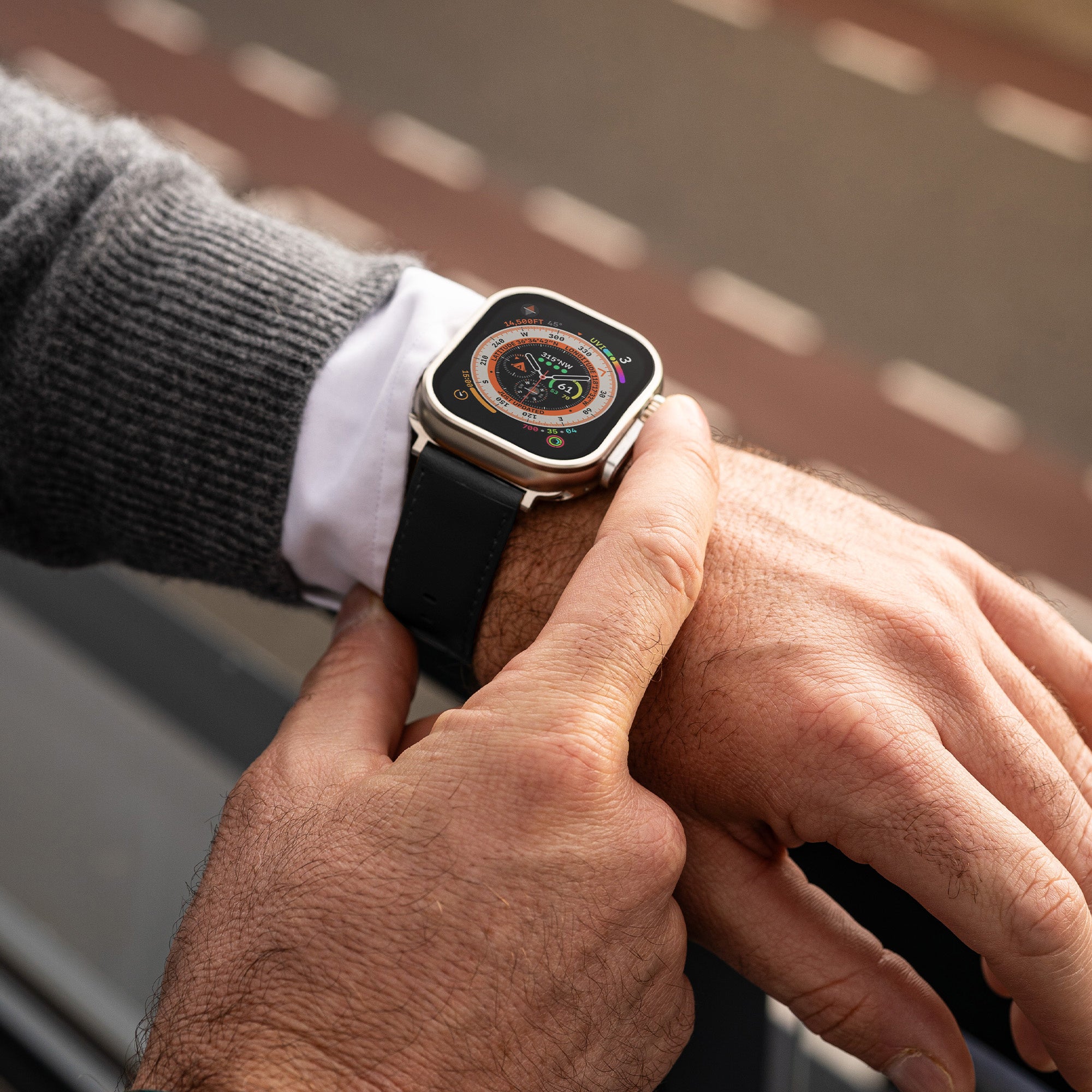 Bandz Apple Watch Lederarmband 'Classic' (Schwarz)