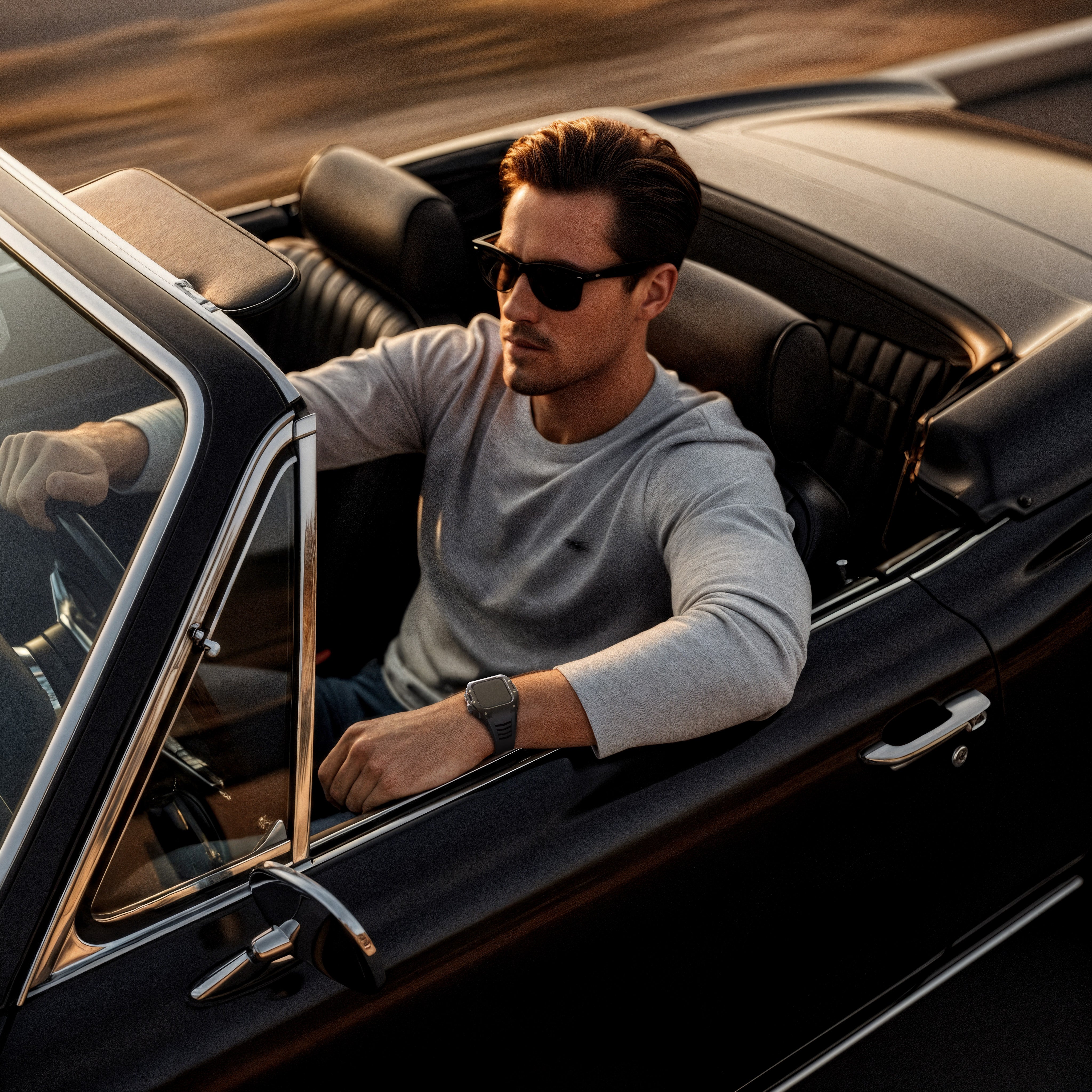 Reqior Apple Watch 45mm Case with Rubber Strap (Black)