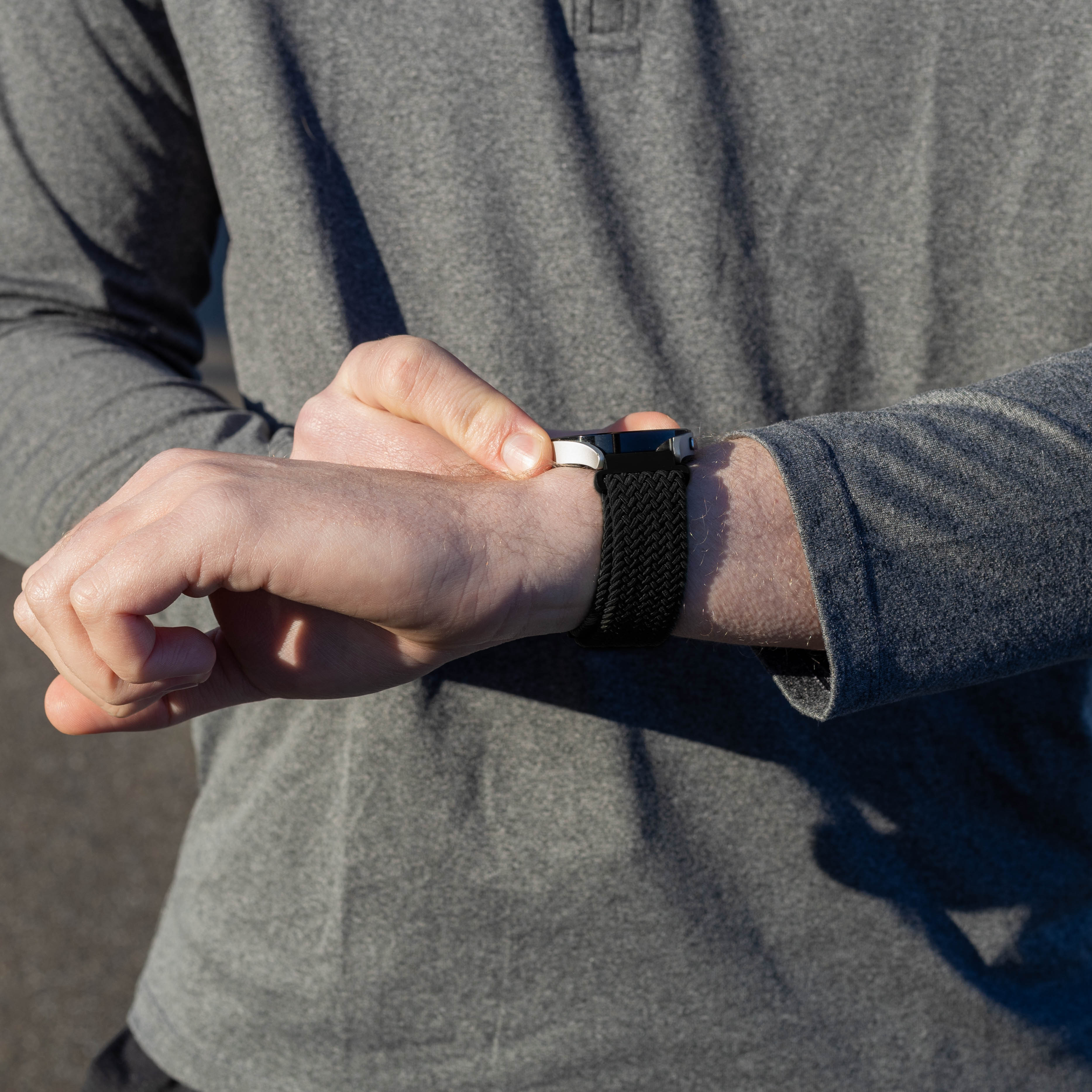 Garmin Forerunner 570 - 42mm Geflochtenes Armband mit P-Schnalle (Schwarz)