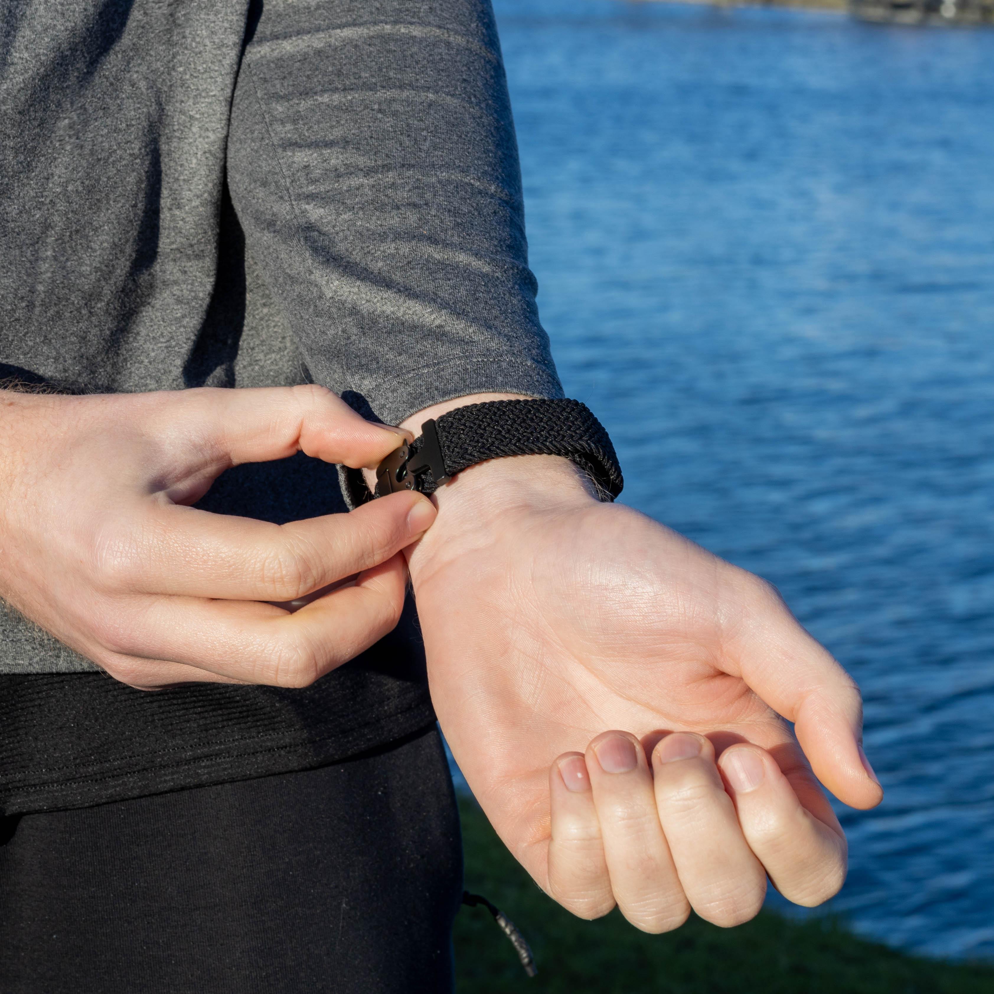 Garmin Venu Geflochtenes Armband mit P-Schnalle (Schwarz)