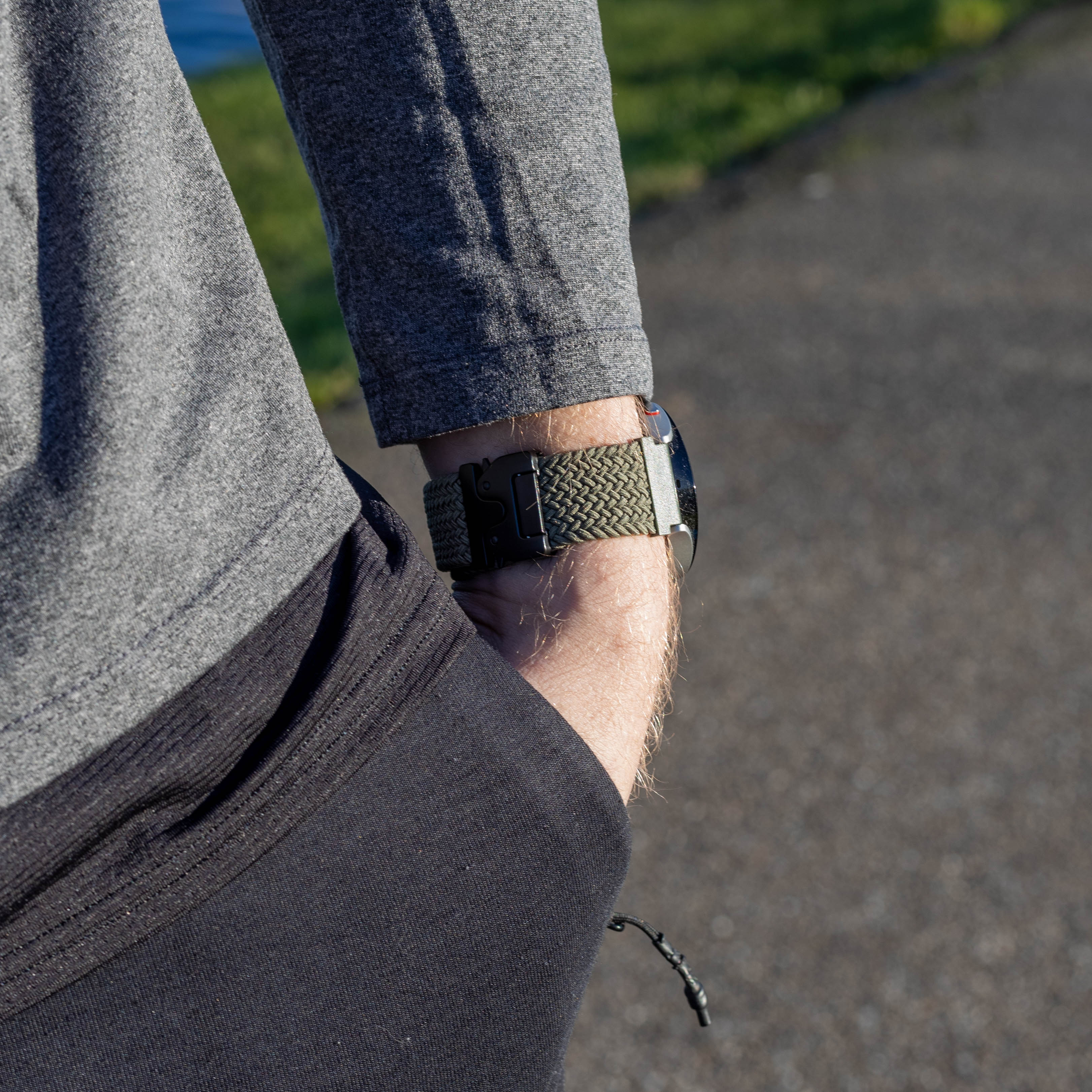 Garmin Vivomove Sport Geflochtenes Armband mit P-Schnalle (Grün)