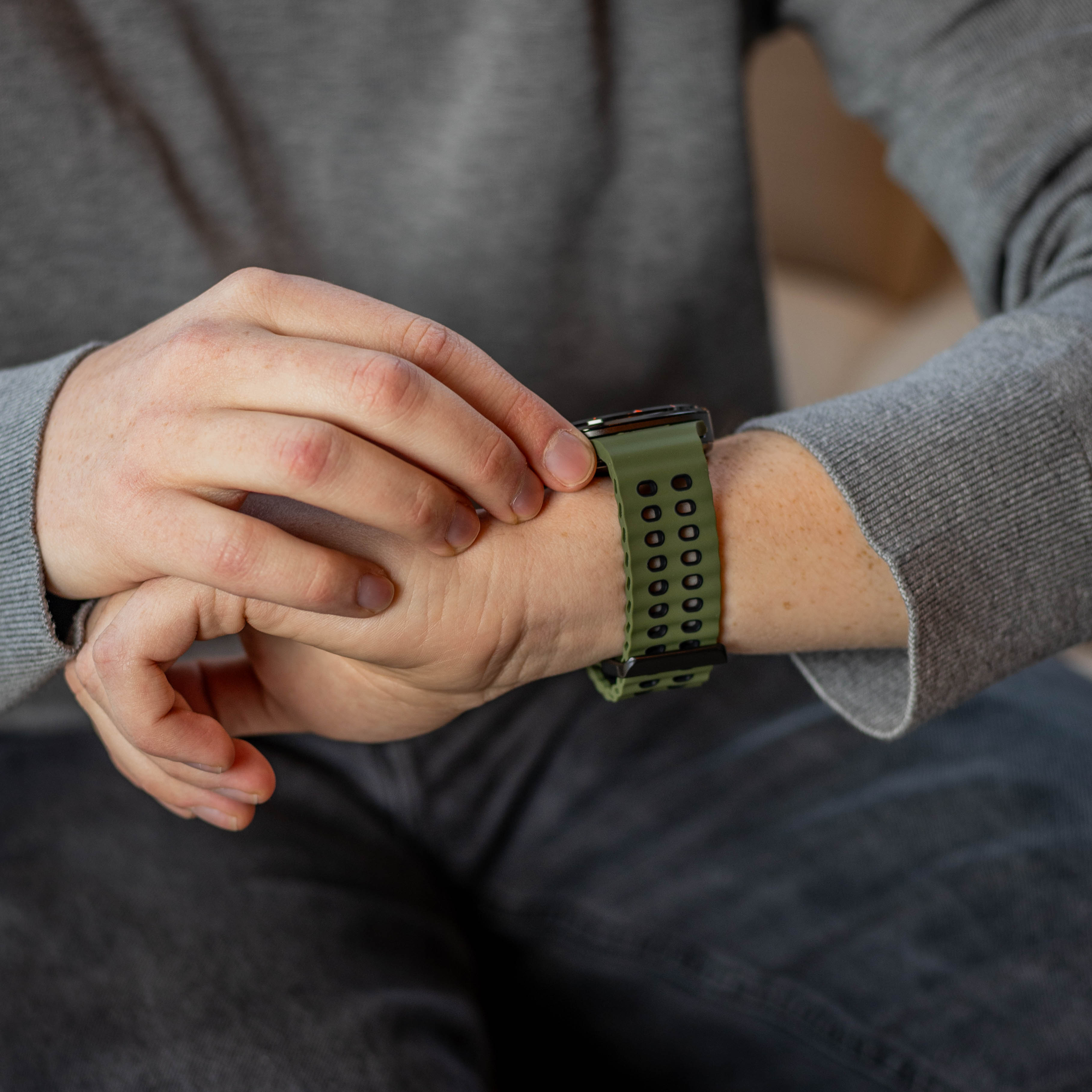 Samsung Galaxy Watch Ultra Wave Silikonarmband (Grün/Schwarz)