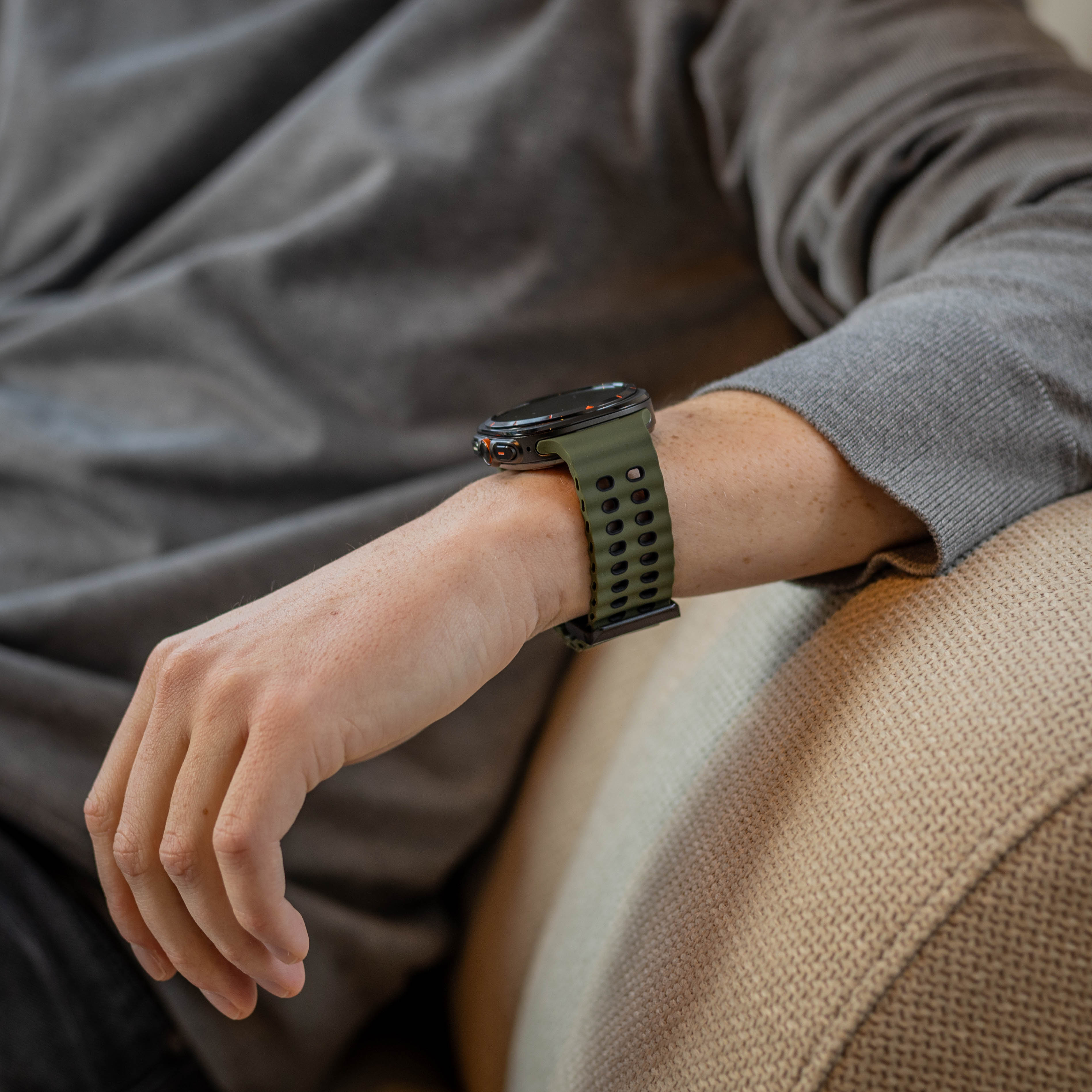 Samsung Galaxy Watch Ultra Wave Silikonarmband (Grün/Schwarz)