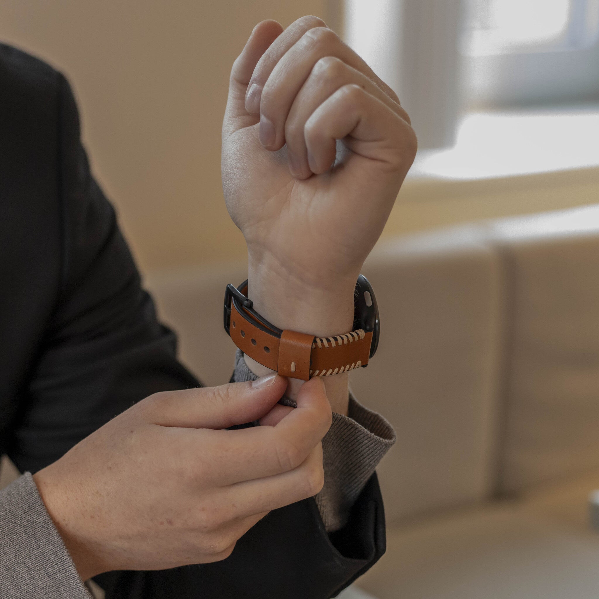 Amazfit Bip 6 Stitched Leather Strap (Brown)